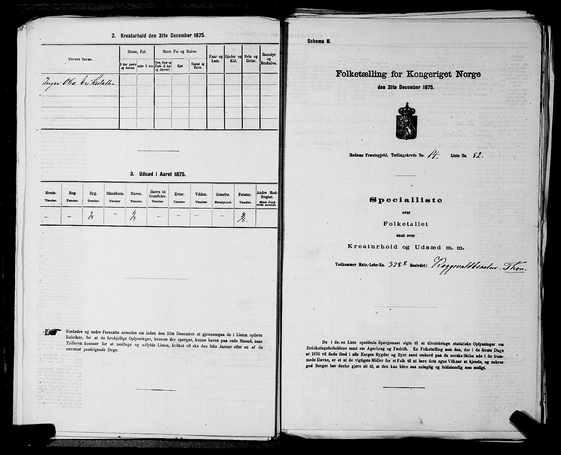 SAKO, 1875 census for 0623P Modum, 1875, p. 1819