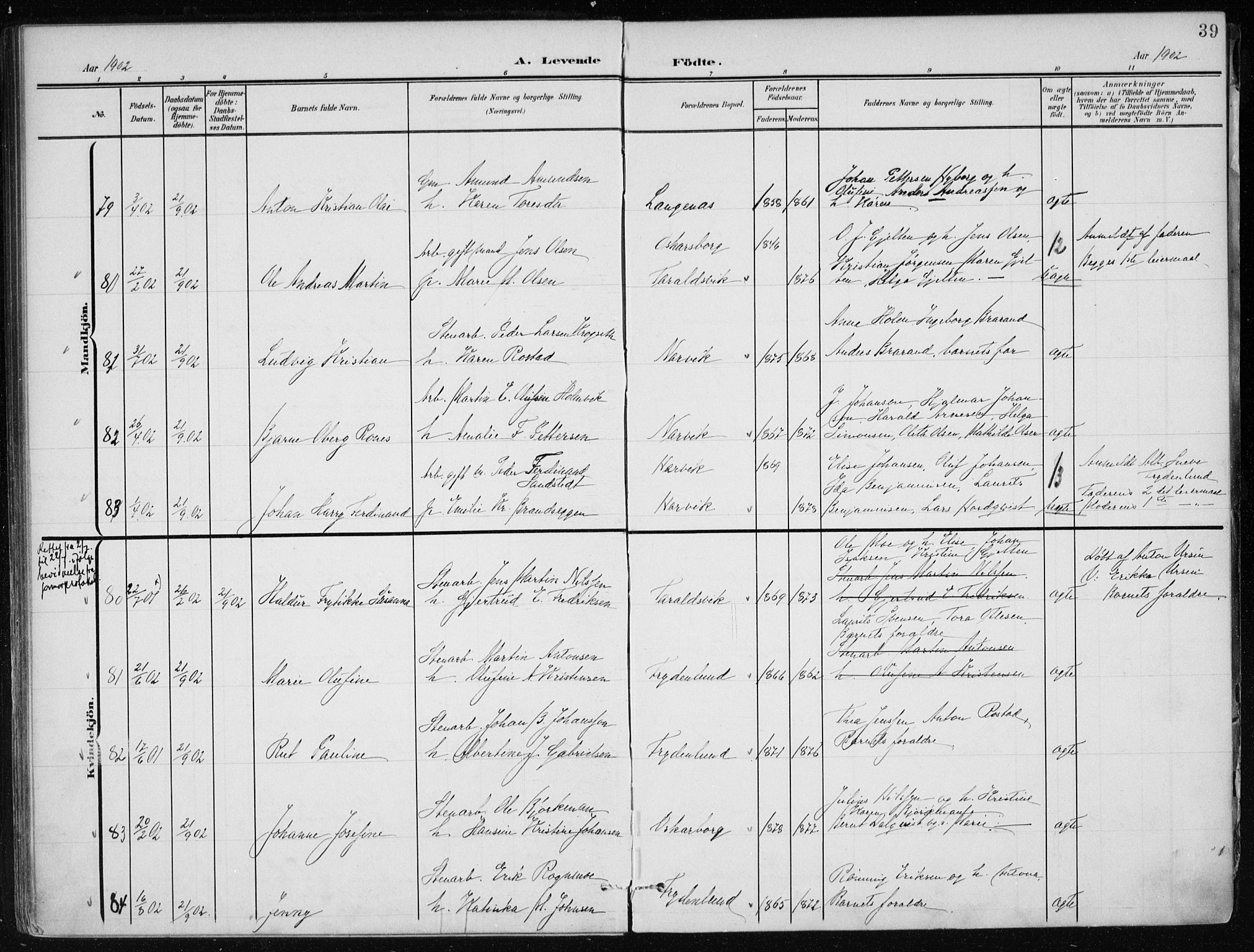 Ministerialprotokoller, klokkerbøker og fødselsregistre - Nordland, AV/SAT-A-1459/866/L0941: Parish register (official) no. 866A04, 1901-1917, p. 39