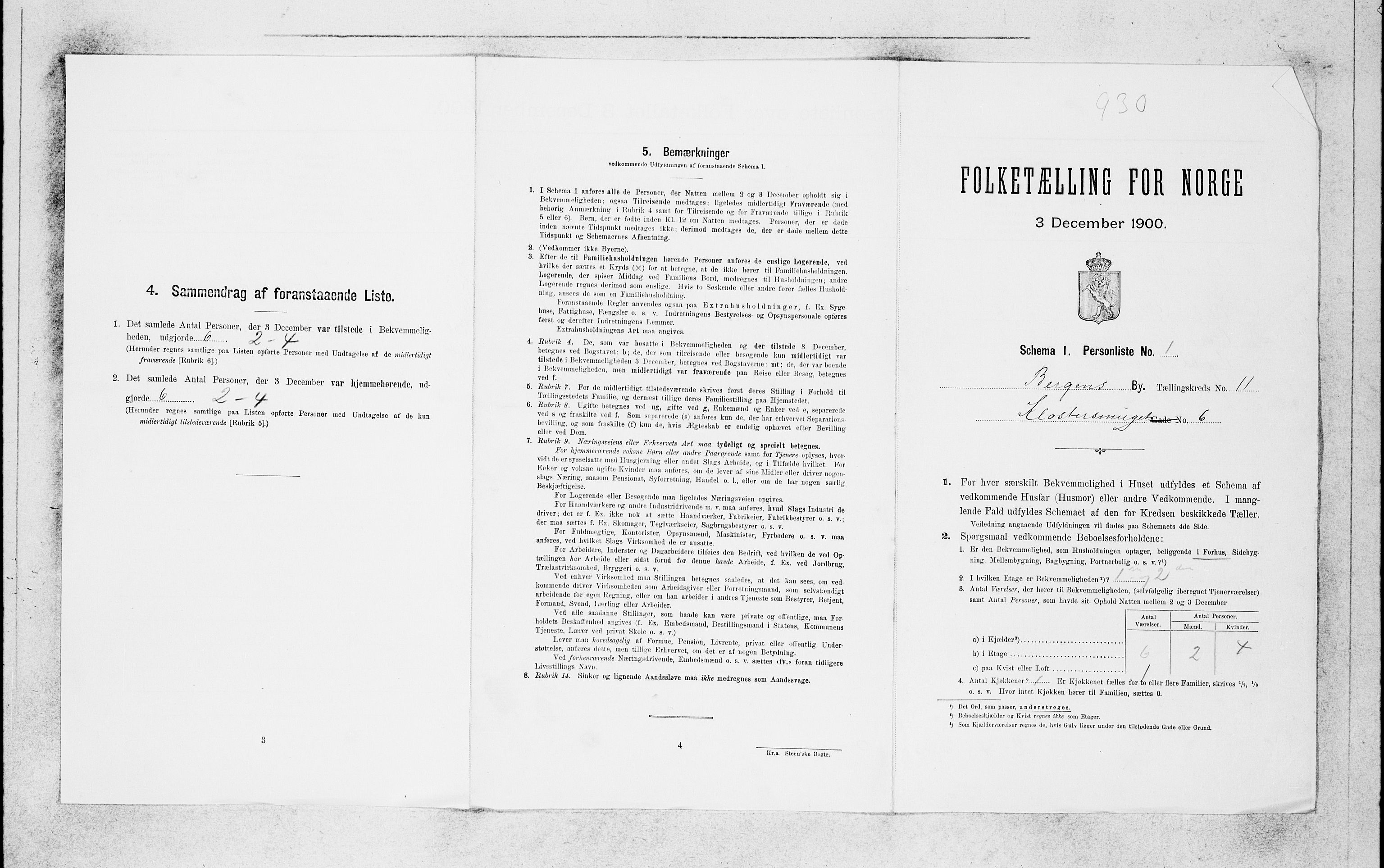 SAB, 1900 census for Bergen, 1900, p. 2191