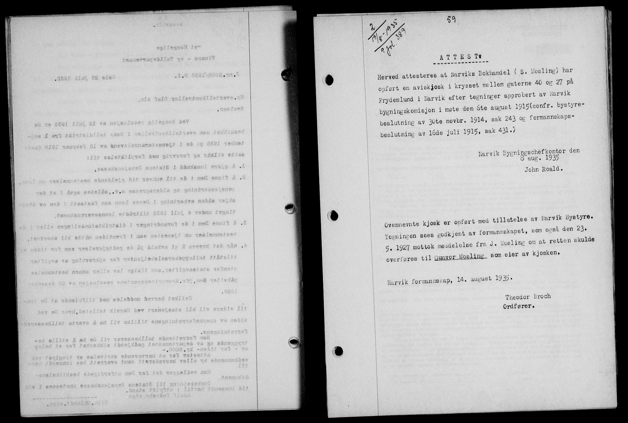 Narvik sorenskriveri, SAT/A-0002/1/2/2C/2Ca/L0011: Mortgage book no. 14, 1935-1937, Deed date: 19.08.1935