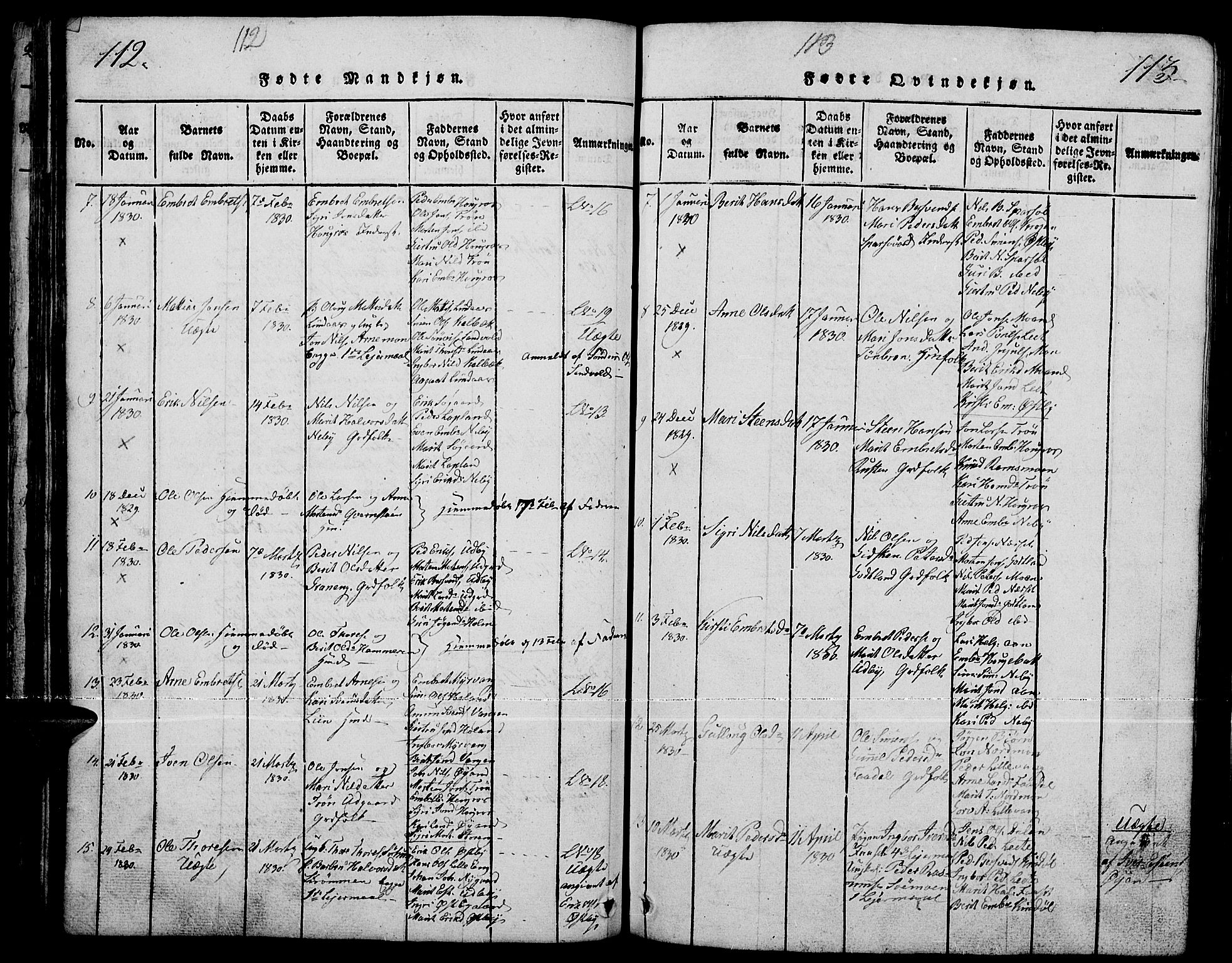 Tynset prestekontor, SAH/PREST-058/H/Ha/Hab/L0001: Parish register (copy) no. 1, 1814-1859, p. 112-113
