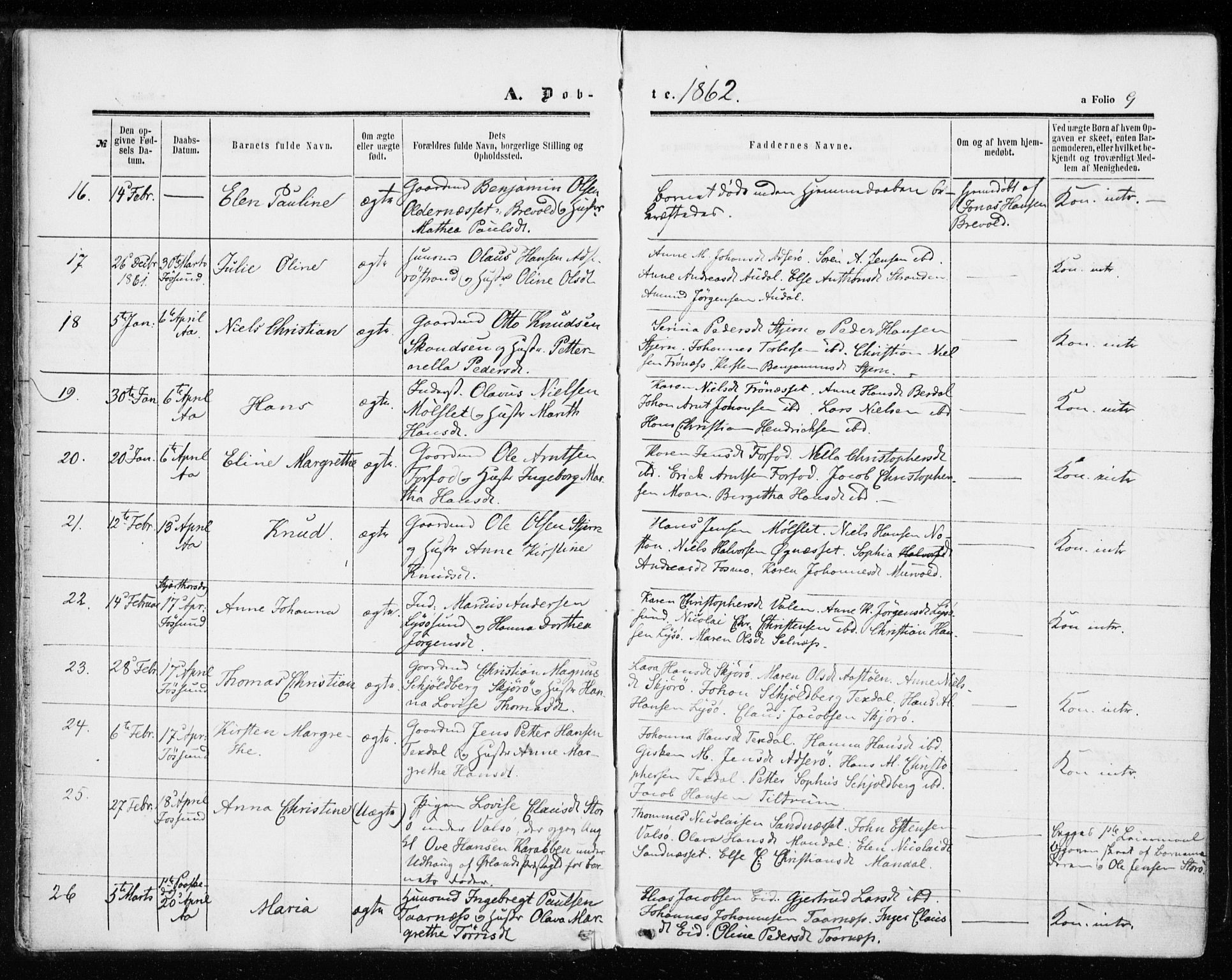 Ministerialprotokoller, klokkerbøker og fødselsregistre - Sør-Trøndelag, AV/SAT-A-1456/655/L0678: Parish register (official) no. 655A07, 1861-1873, p. 9