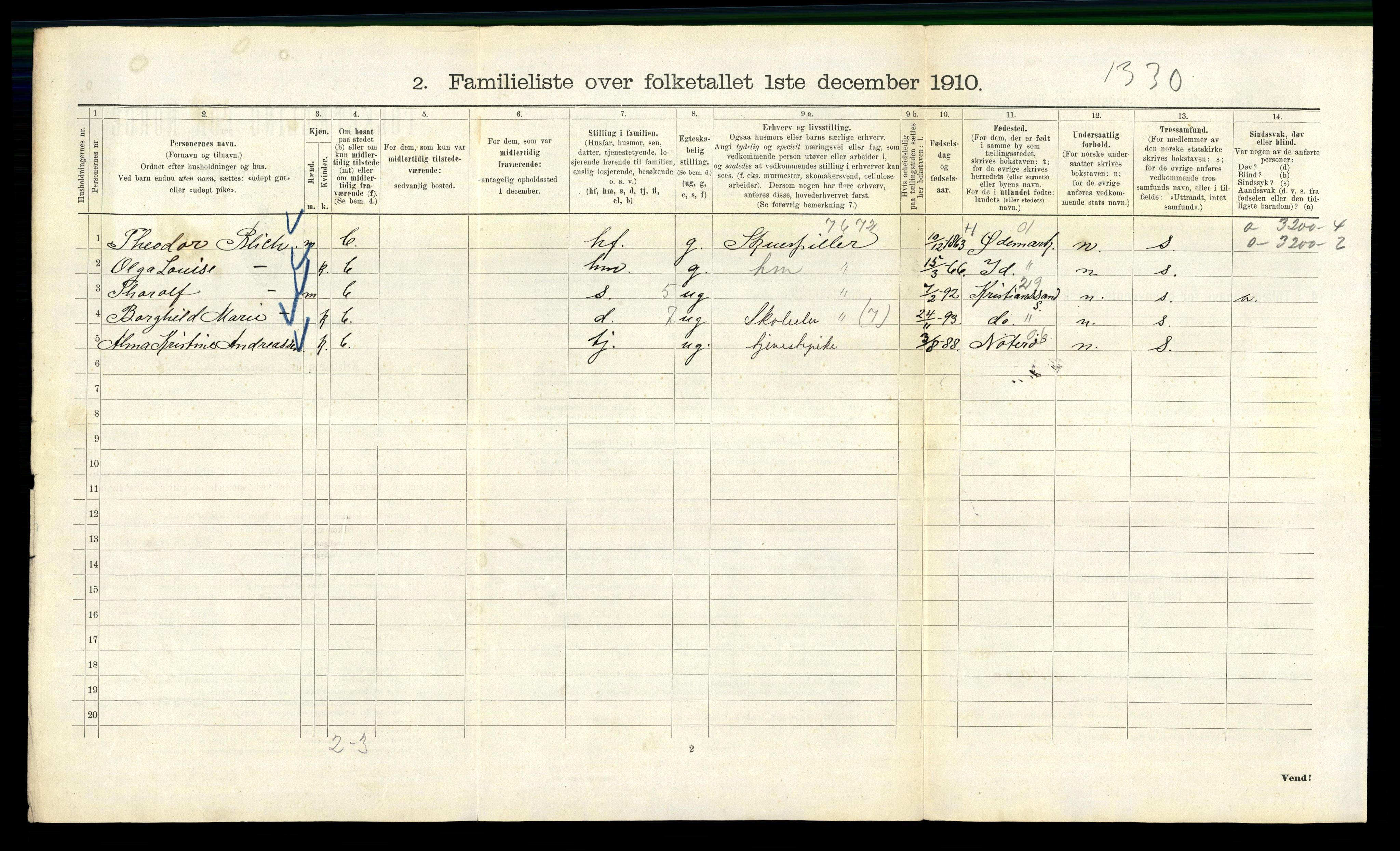 RA, 1910 census for Kristiania, 1910, p. 56244