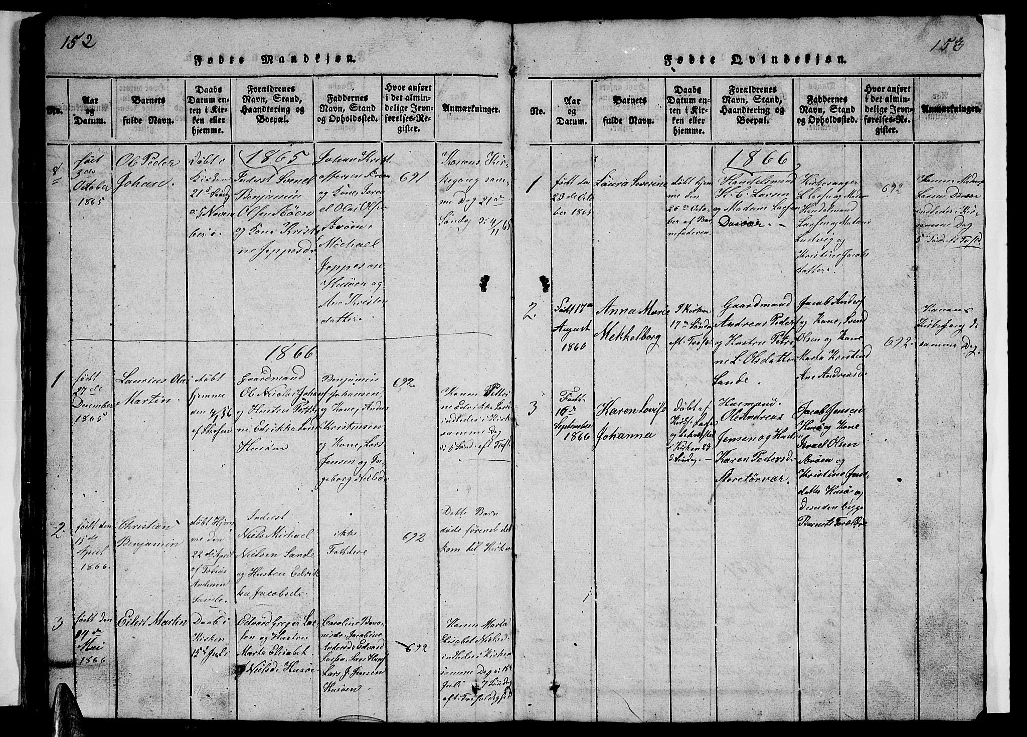 Ministerialprotokoller, klokkerbøker og fødselsregistre - Nordland, SAT/A-1459/840/L0581: Parish register (copy) no. 840C01, 1820-1873, p. 152-153