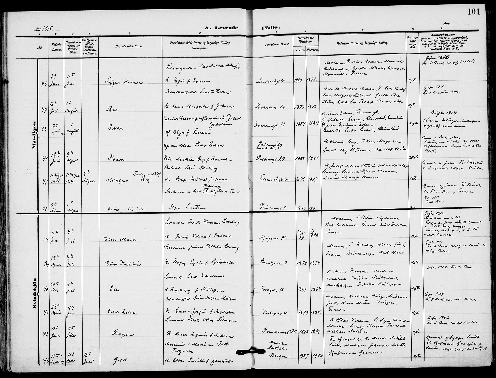 Sandefjord kirkebøker, AV/SAKO-A-315/F/Fa/L0005: Parish register (official) no. 5, 1906-1915, p. 101