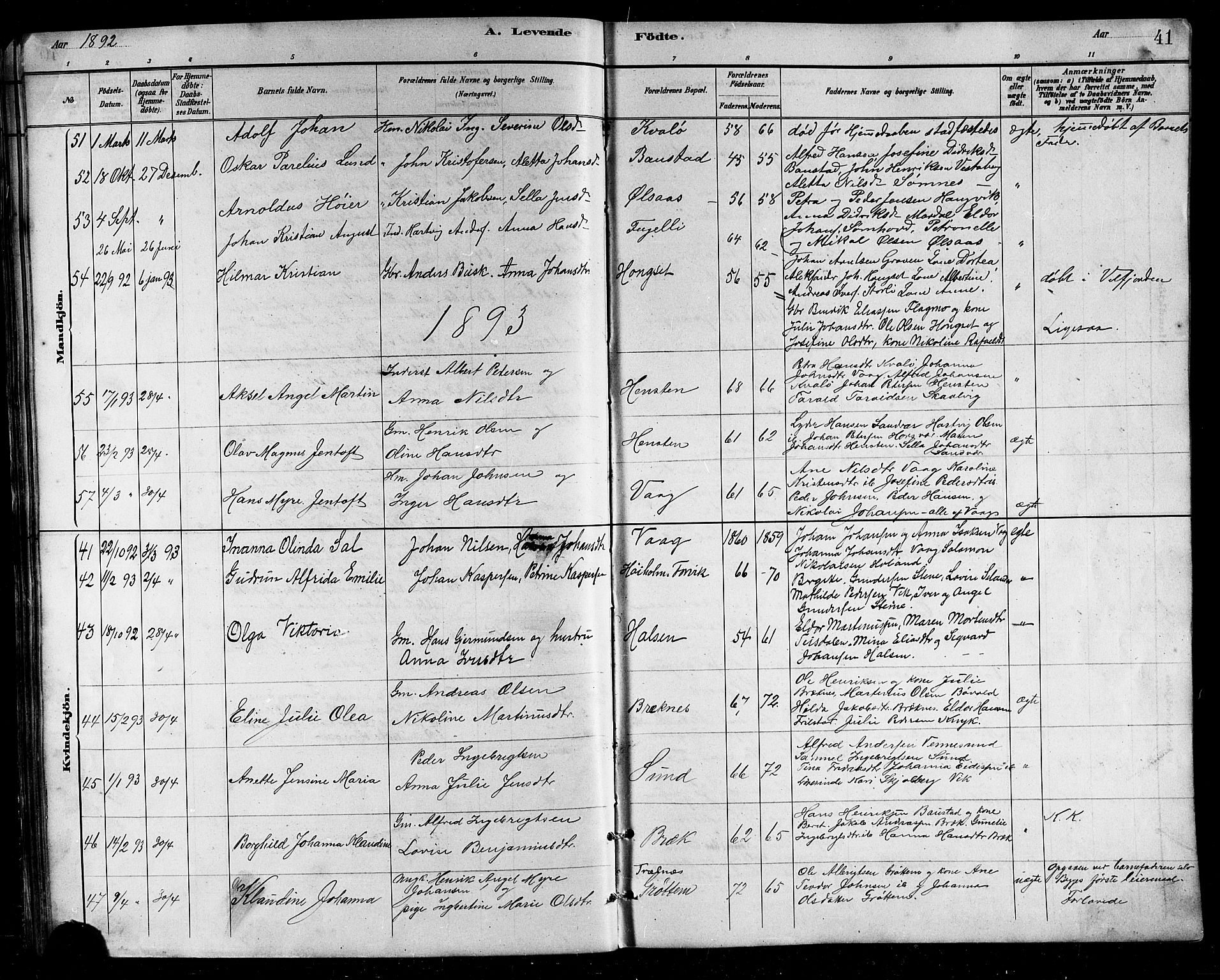 Ministerialprotokoller, klokkerbøker og fødselsregistre - Nordland, AV/SAT-A-1459/812/L0188: Parish register (copy) no. 812C06, 1884-1912, p. 41