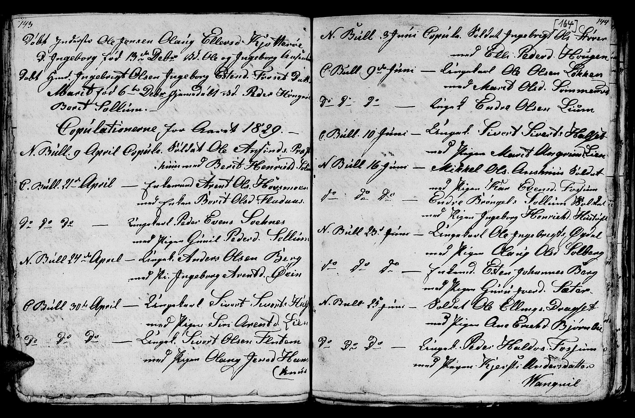 Ministerialprotokoller, klokkerbøker og fødselsregistre - Sør-Trøndelag, SAT/A-1456/689/L1042: Parish register (copy) no. 689C01, 1812-1841, p. 163-164