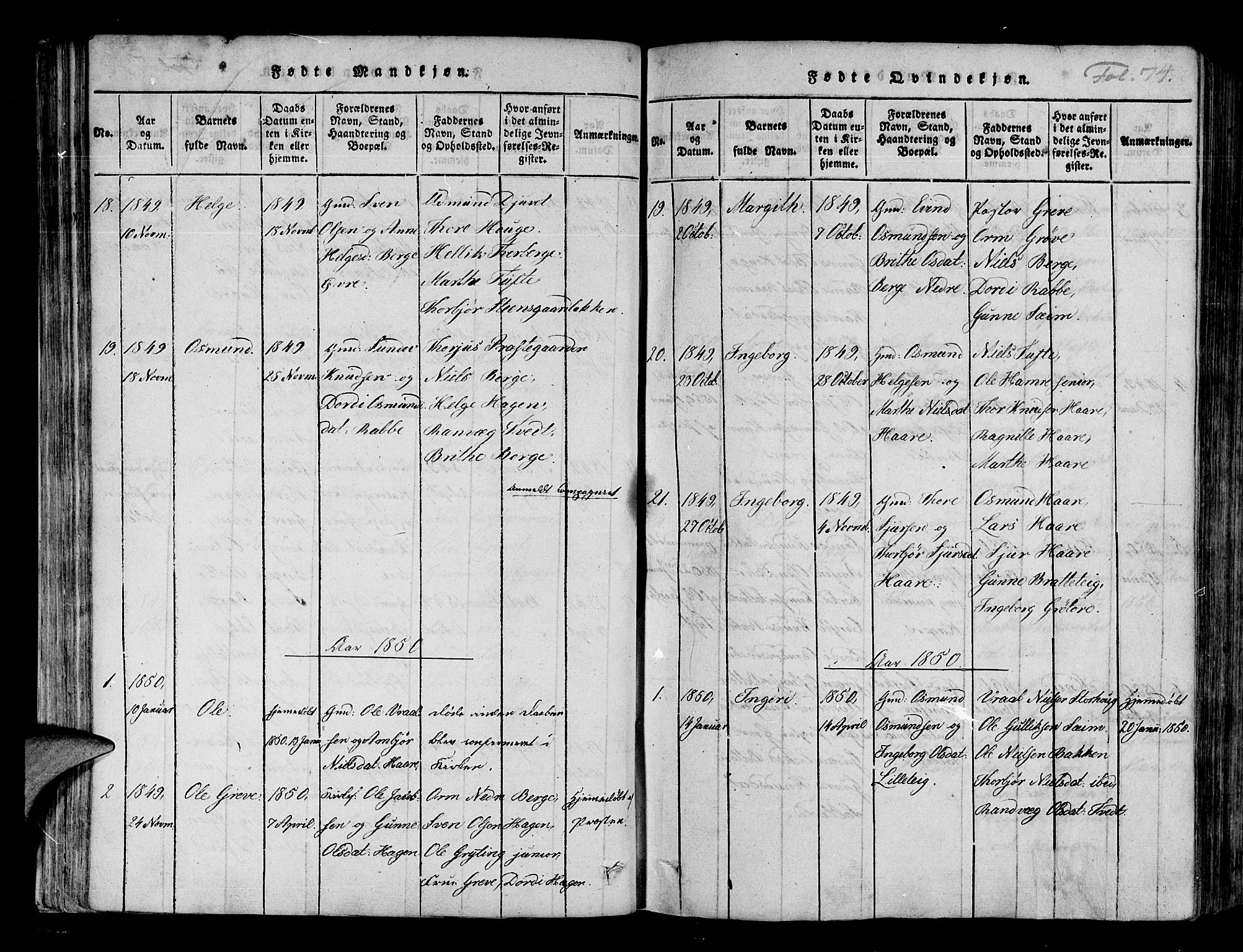 Røldal sokneprestembete, SAB/A-100247: Parish register (official) no. A 2, 1817-1856, p. 74