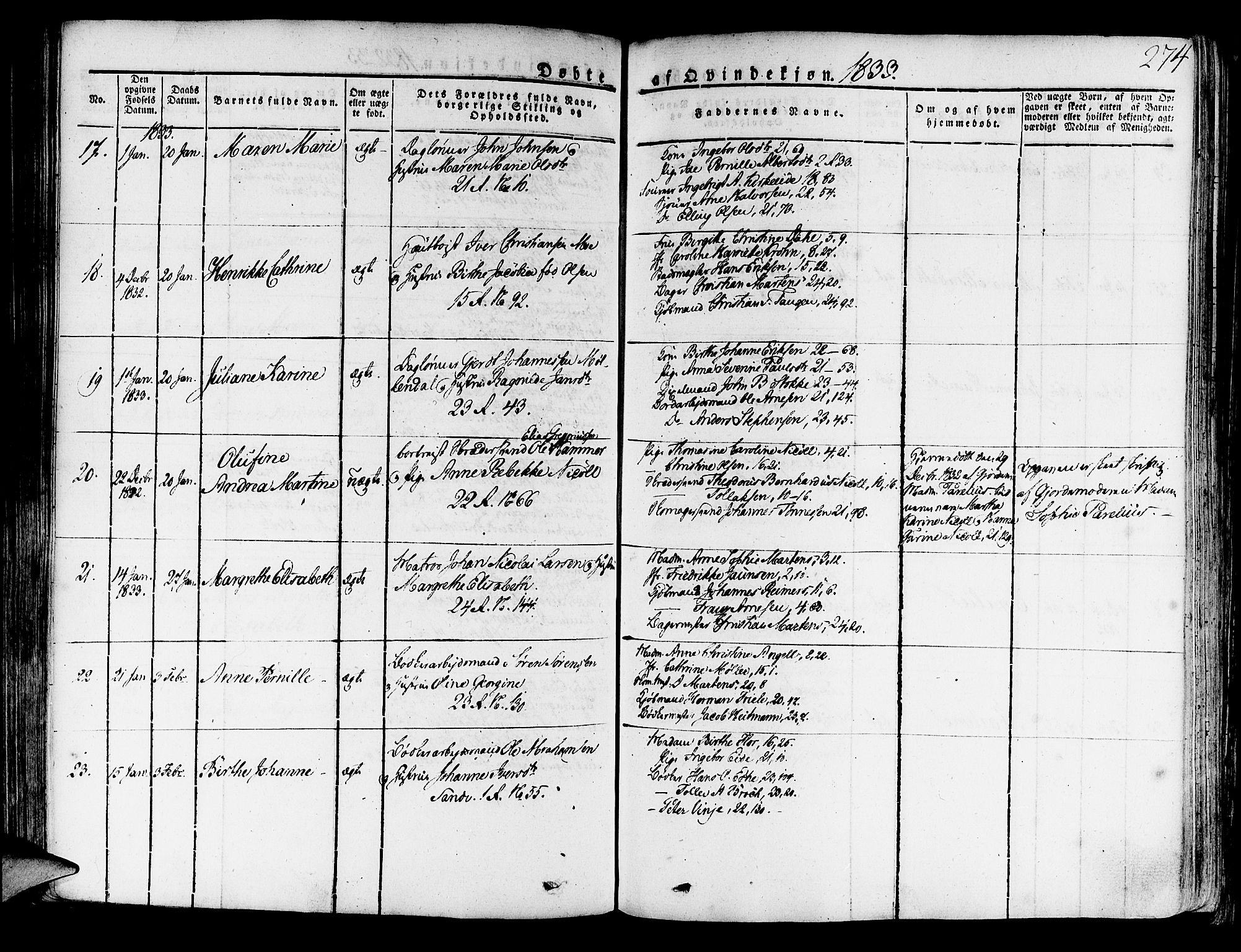 Korskirken sokneprestembete, AV/SAB-A-76101/H/Haa/L0014: Parish register (official) no. A 14, 1823-1835, p. 274