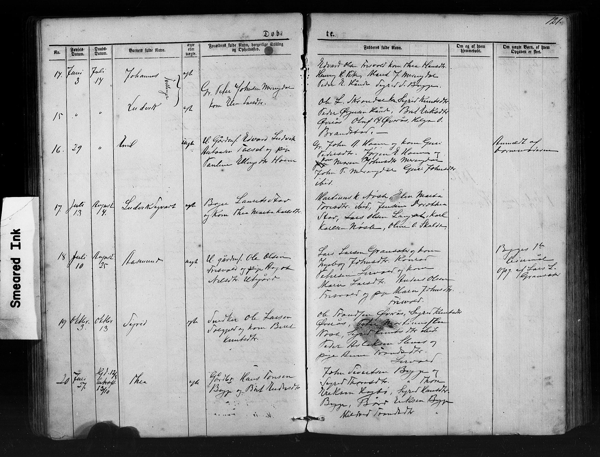 Ministerialprotokoller, klokkerbøker og fødselsregistre - Møre og Romsdal, AV/SAT-A-1454/552/L0638: Parish register (copy) no. 552C01, 1867-1902, p. 121