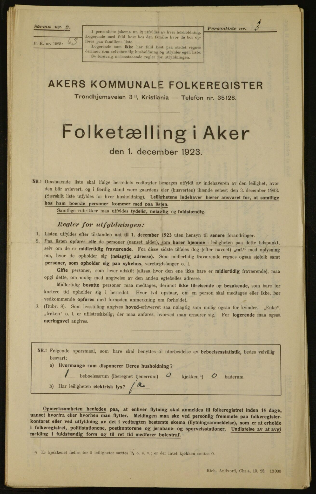 , Municipal Census 1923 for Aker, 1923, p. 319