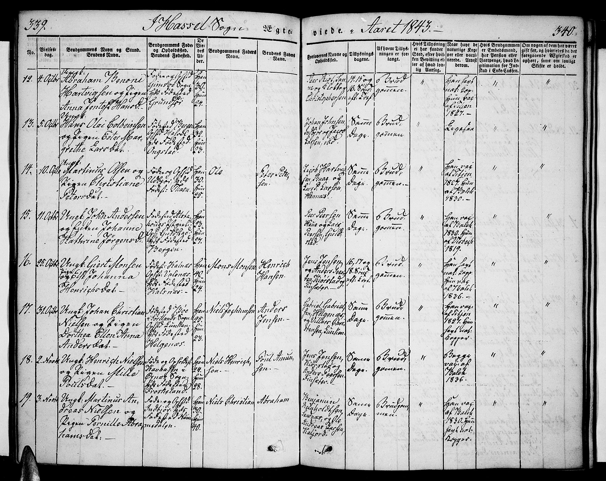 Ministerialprotokoller, klokkerbøker og fødselsregistre - Nordland, AV/SAT-A-1459/888/L1239: Parish register (official) no. 888A06 /1, 1837-1849, p. 339-340