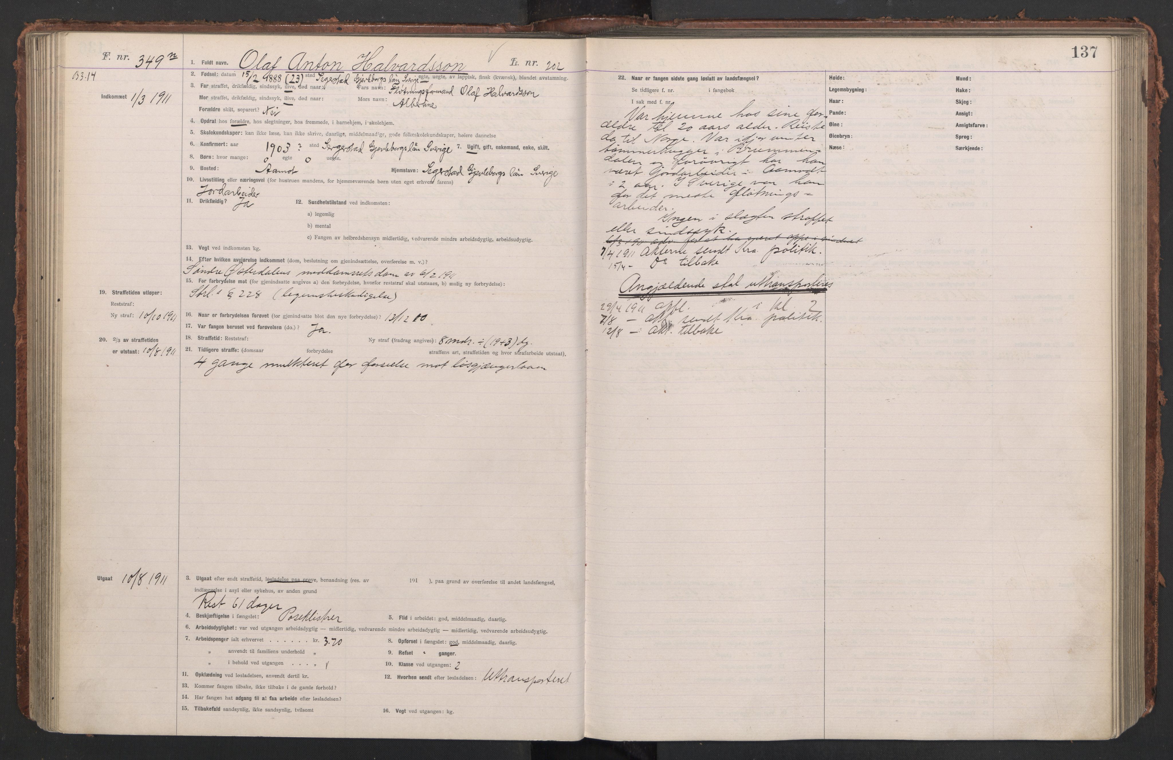 Botsfengslet, AV/RA-S-1539/D/Db/Dbb/L0044: 213n - 553n, 1910-1912, p. 137