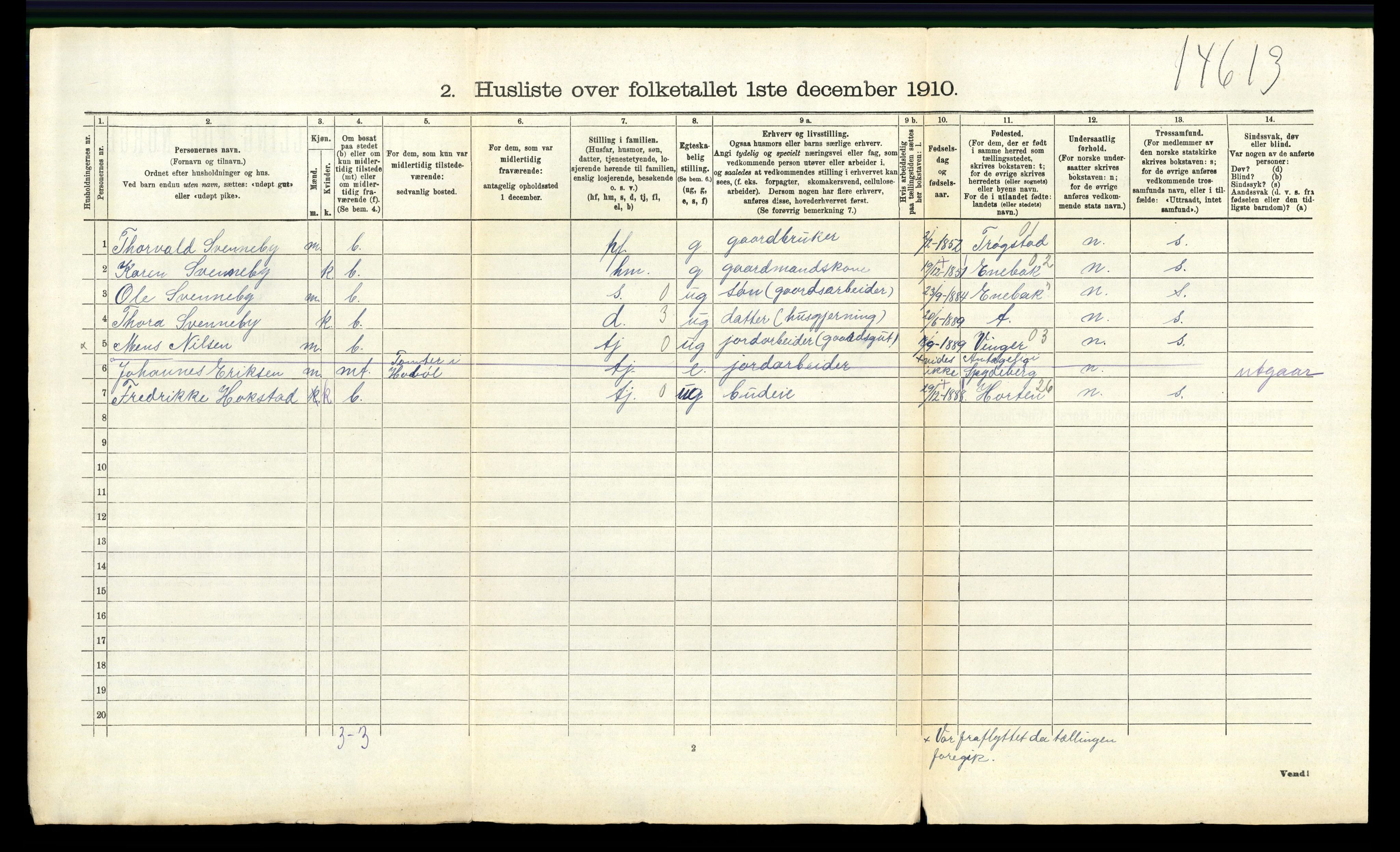 RA, 1910 census for Spydeberg, 1910, p. 154