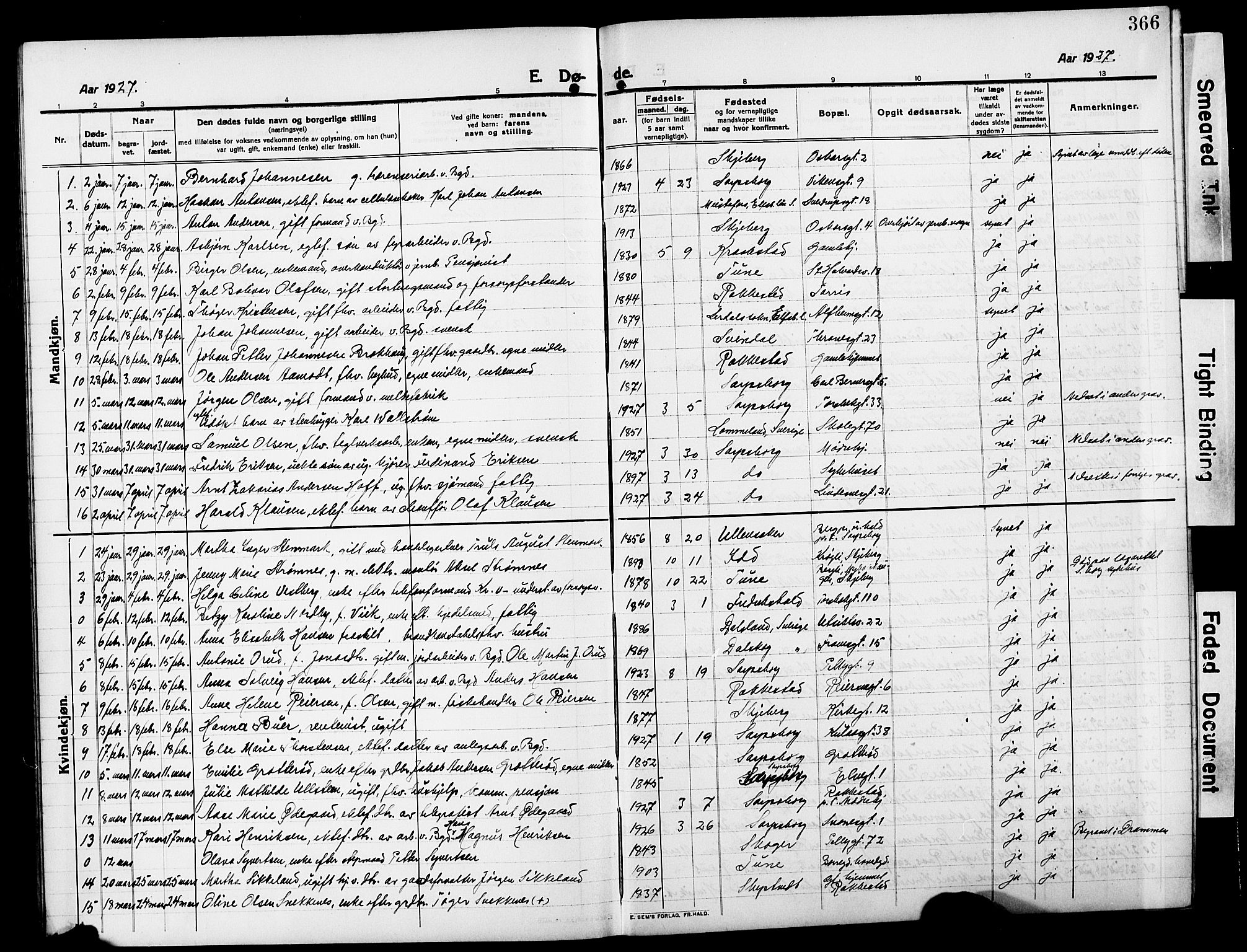 Sarpsborg prestekontor Kirkebøker, AV/SAO-A-2006/G/Ga/L0002: Parish register (copy) no. 2, 1912-1931, p. 366