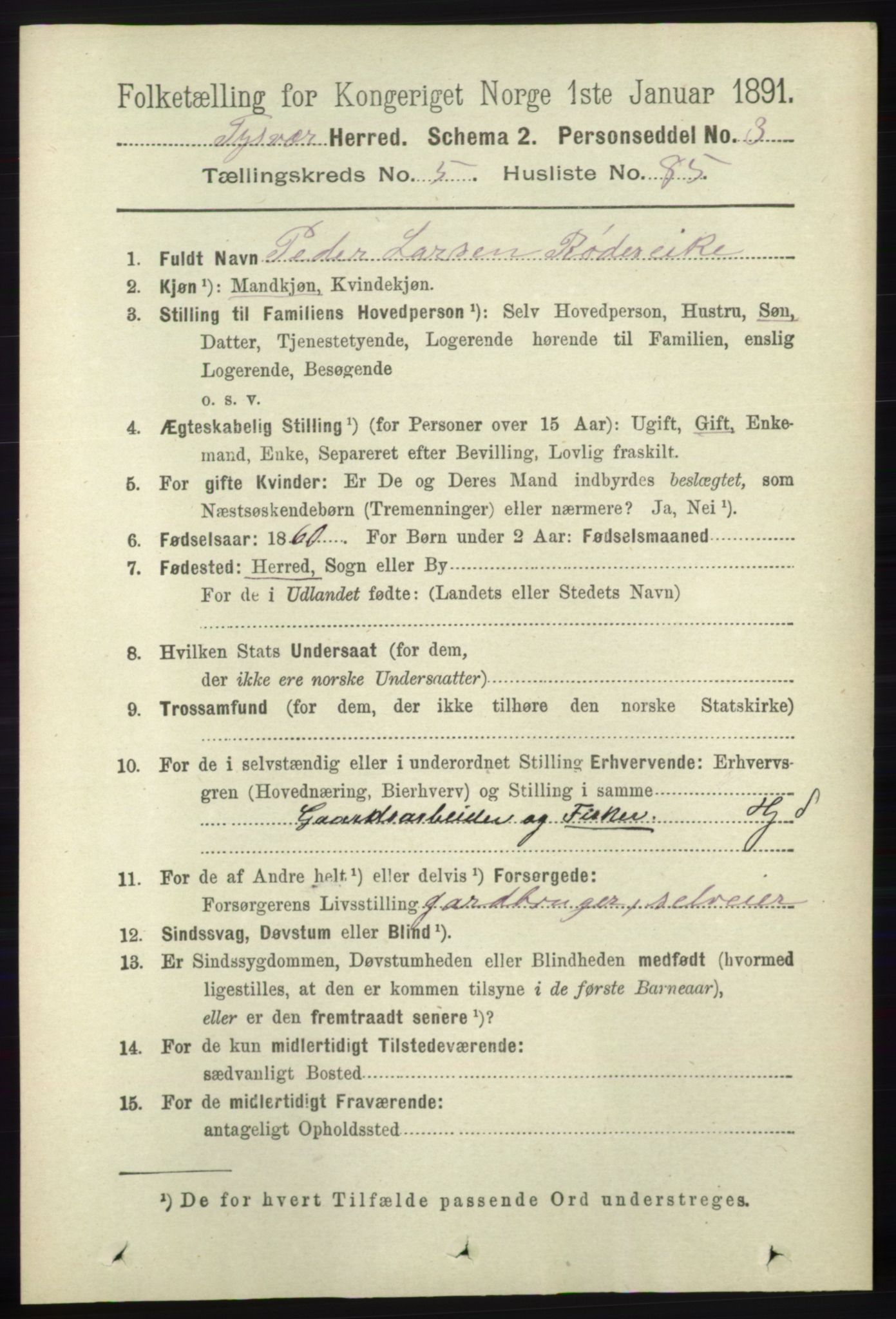 RA, 1891 census for 1146 Tysvær, 1891, p. 2281