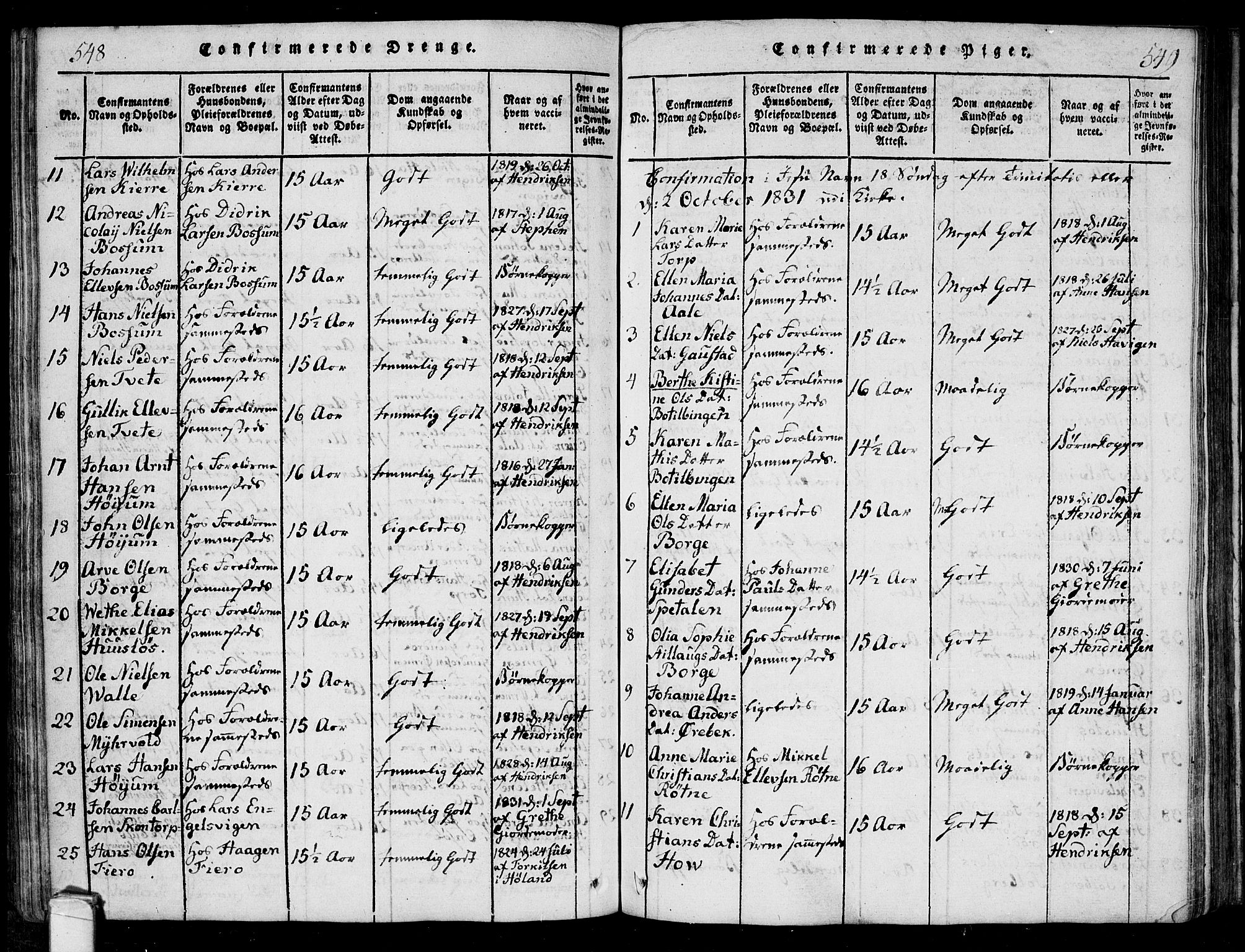Onsøy prestekontor Kirkebøker, SAO/A-10914/F/Fa/L0002: Parish register (official) no. I 2, 1814-1840, p. 548-549