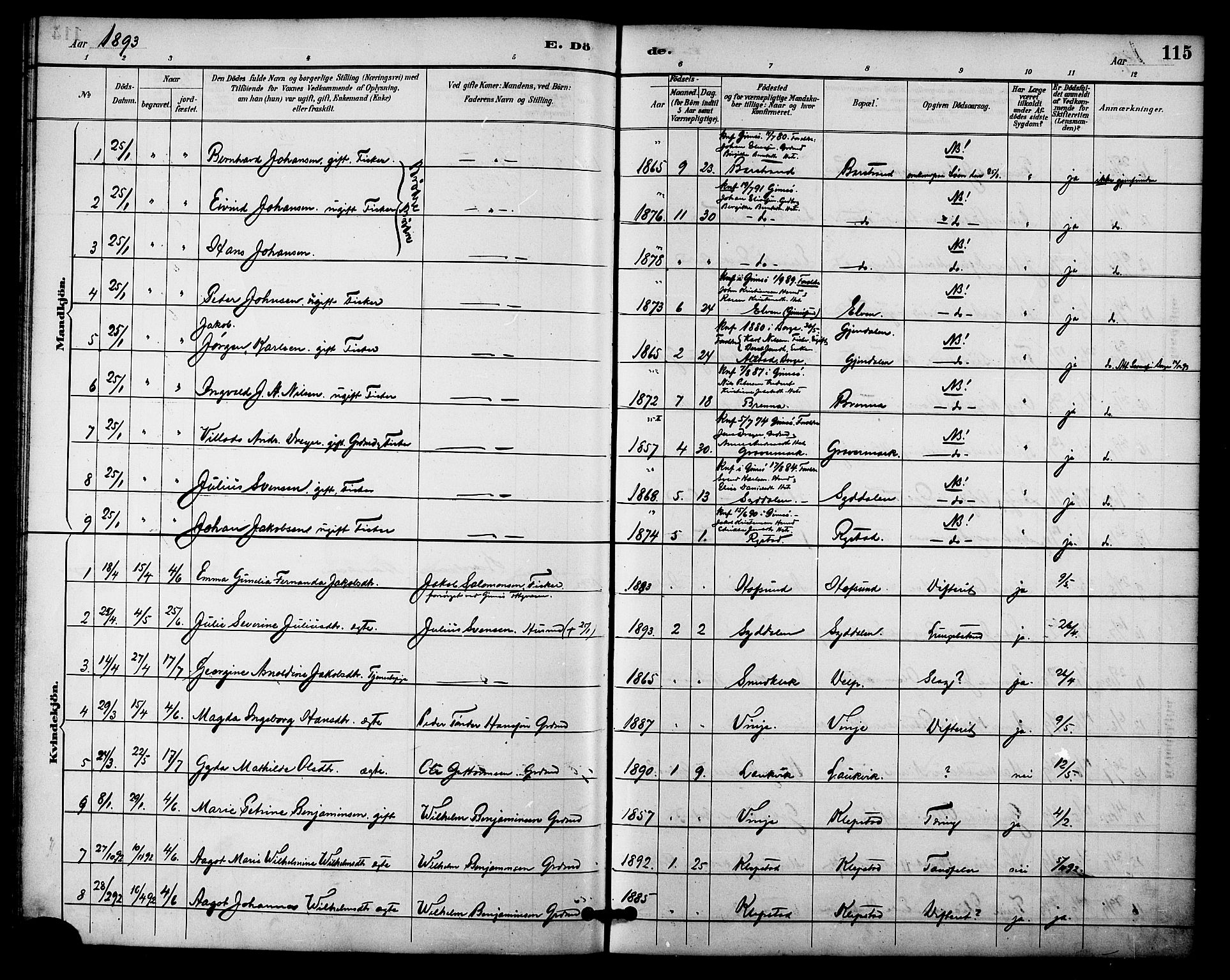 Ministerialprotokoller, klokkerbøker og fødselsregistre - Nordland, AV/SAT-A-1459/876/L1097: Parish register (official) no. 876A03, 1886-1896, p. 115