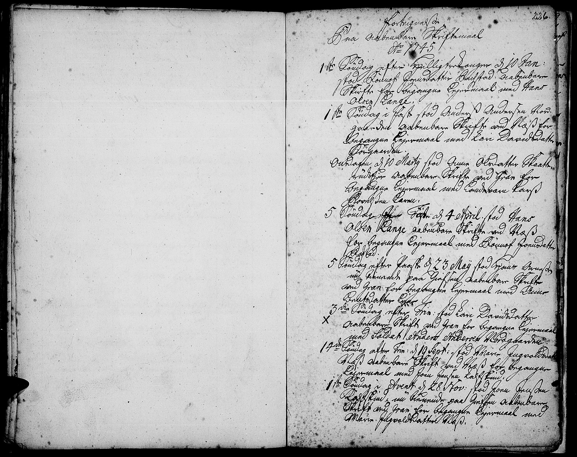 Gran prestekontor, SAH/PREST-112/H/Ha/Haa/L0003: Parish register (official) no. 3, 1745-1758, p. 226