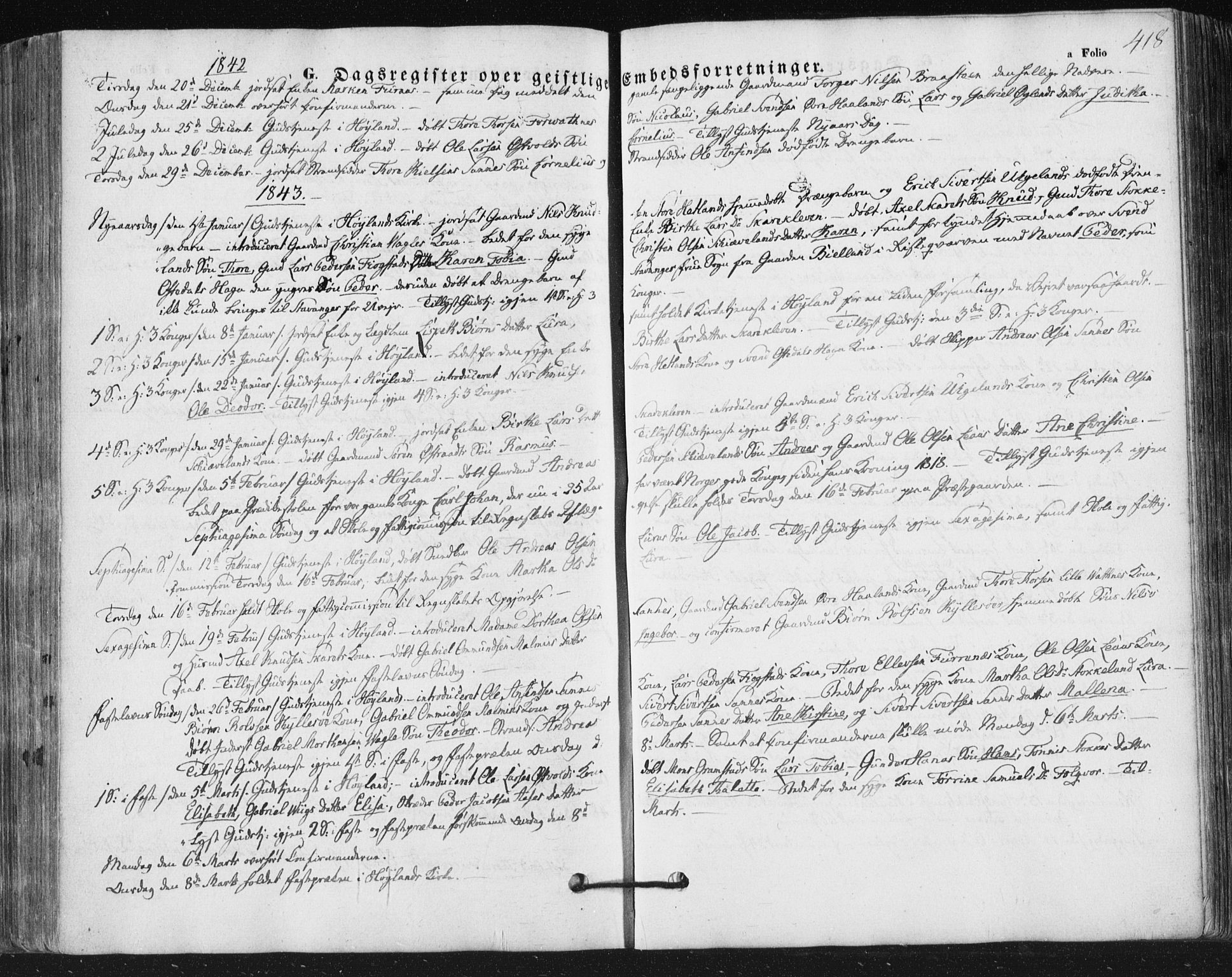 Høyland sokneprestkontor, SAST/A-101799/001/30BA/L0008: Parish register (official) no. A 8, 1841-1856, p. 418