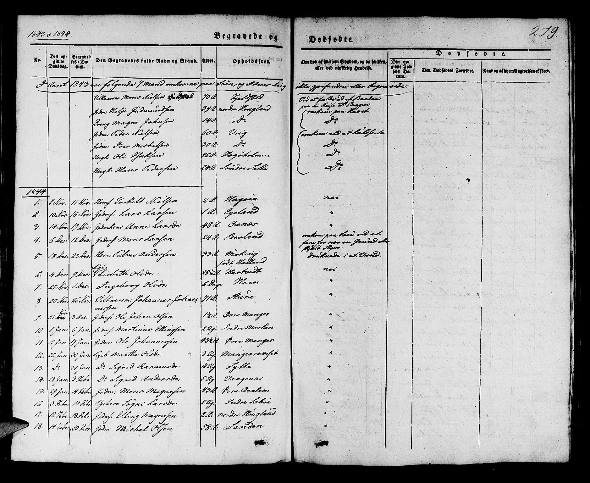 Manger sokneprestembete, SAB/A-76801/H/Haa: Parish register (official) no. A 5, 1839-1848, p. 279