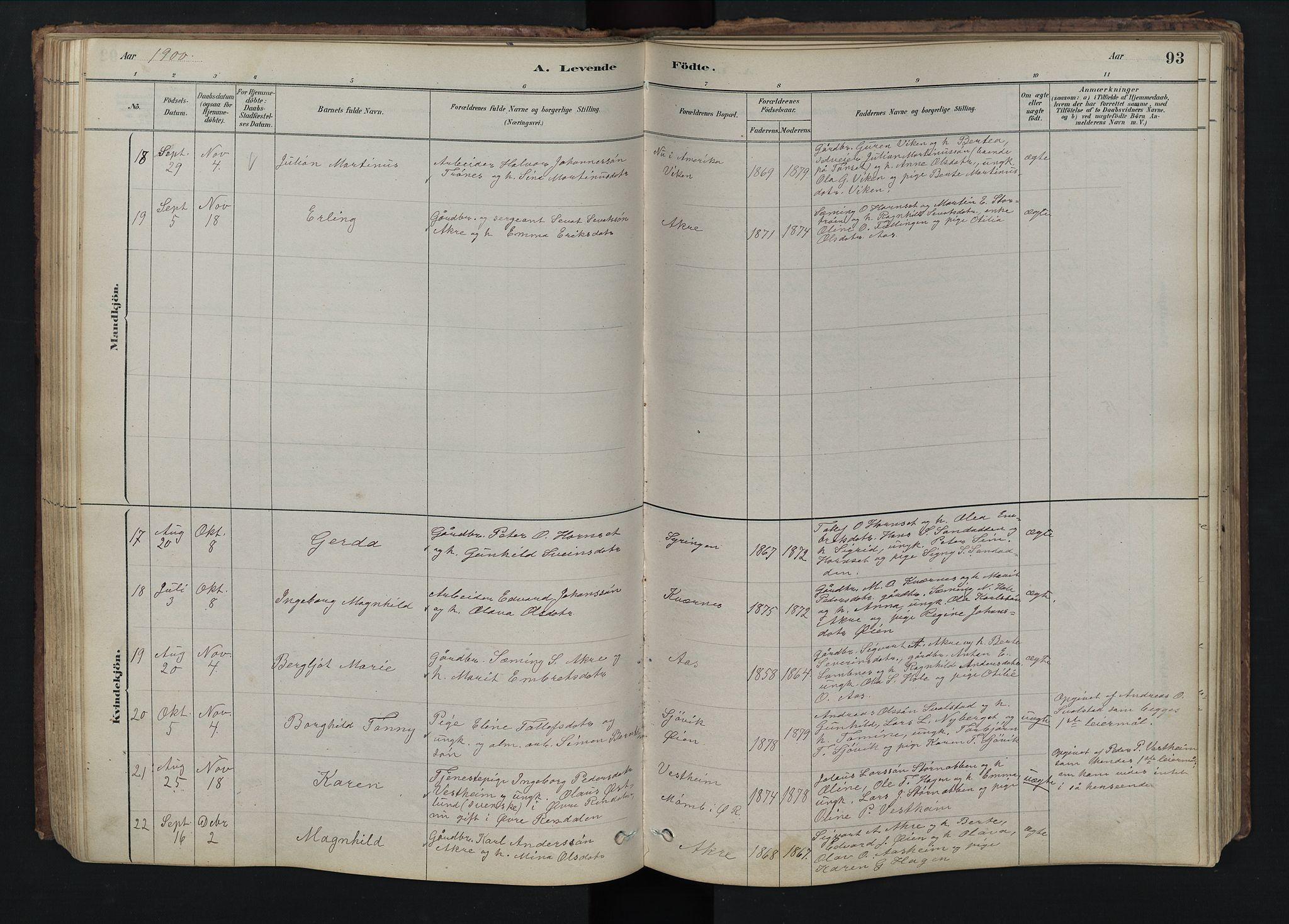 Rendalen prestekontor, SAH/PREST-054/H/Ha/Hab/L0009: Parish register (copy) no. 9, 1879-1902, p. 93