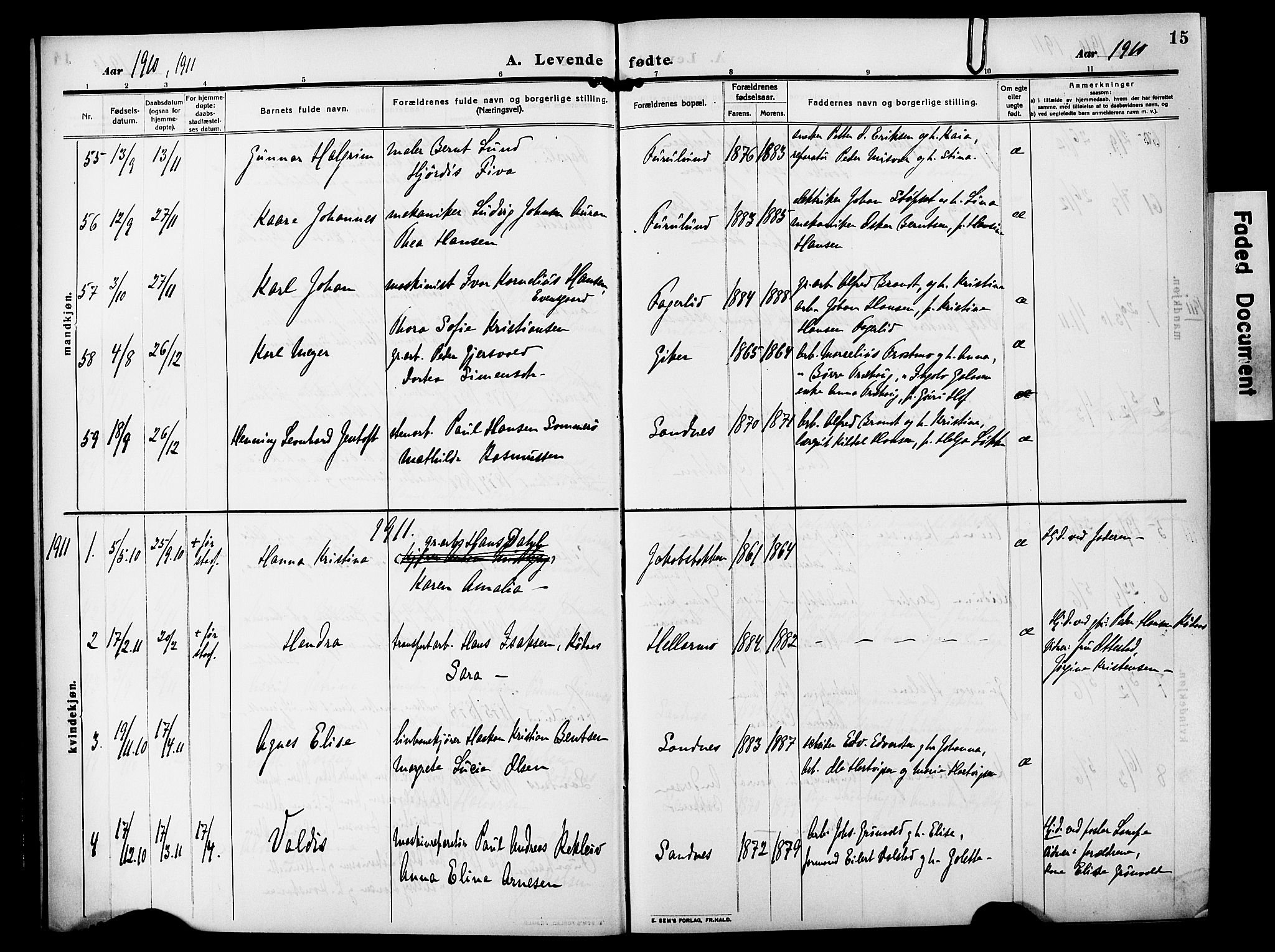 Ministerialprotokoller, klokkerbøker og fødselsregistre - Nordland, AV/SAT-A-1459/850/L0710: Parish register (official) no. 850A02, 1910-1920, p. 15