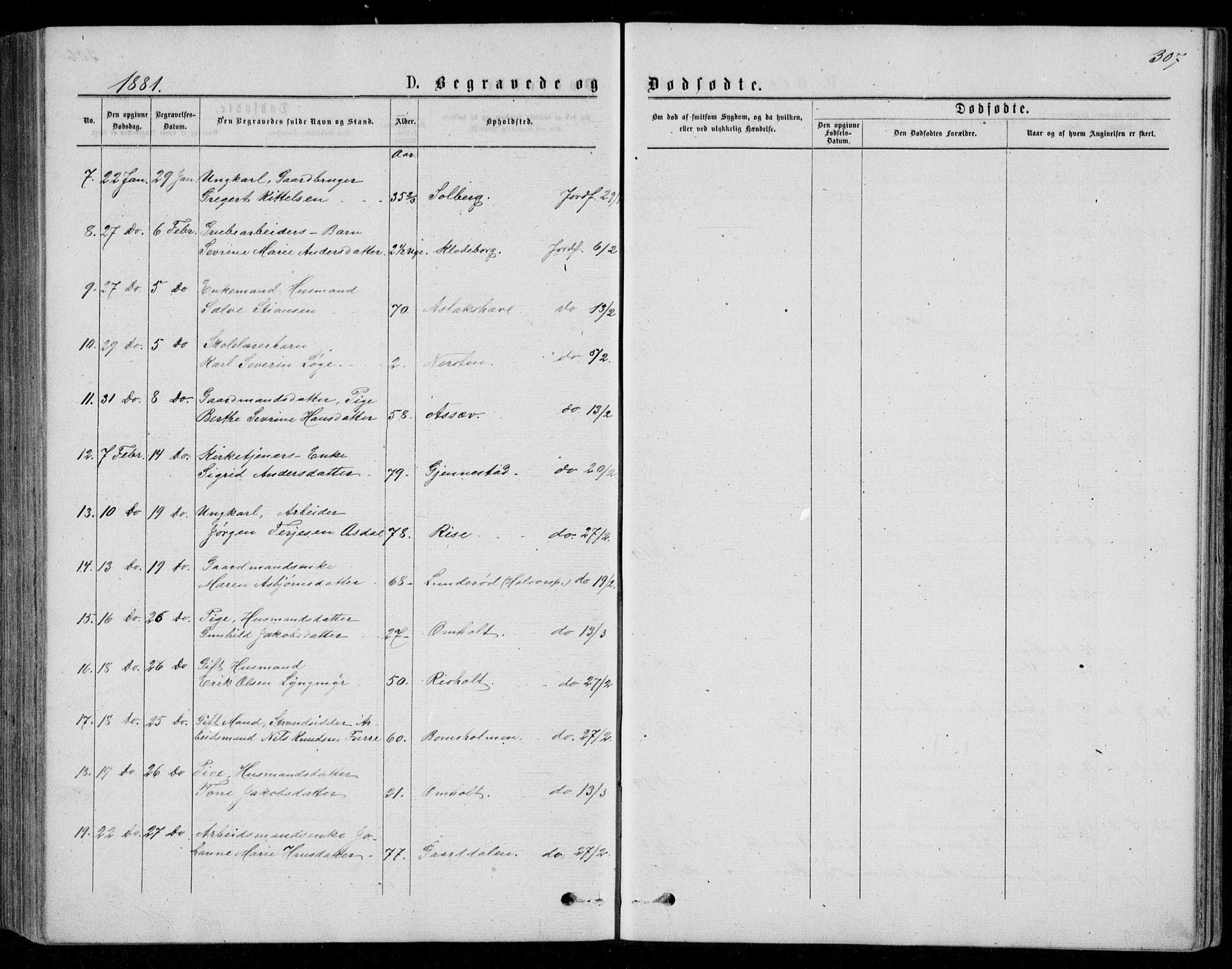 Øyestad sokneprestkontor, AV/SAK-1111-0049/F/Fb/L0008: Parish register (copy) no. B 8, 1872-1886, p. 307