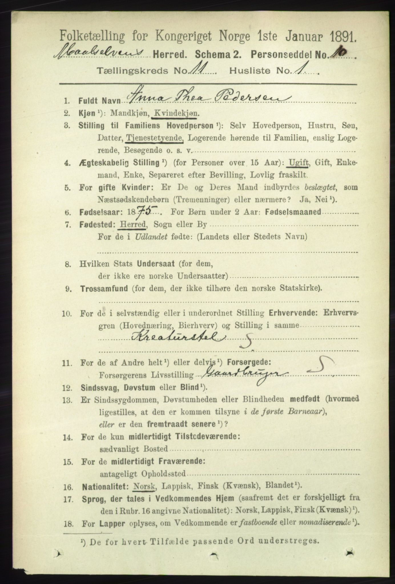 RA, 1891 census for 1924 Målselv, 1891, p. 3274