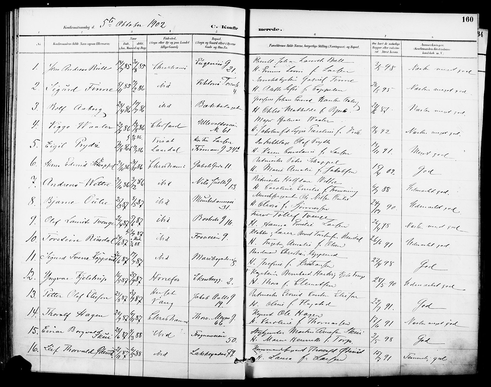 Garnisonsmenigheten Kirkebøker, SAO/A-10846/F/Fa/L0013: Parish register (official) no. 13, 1894-1904, p. 160