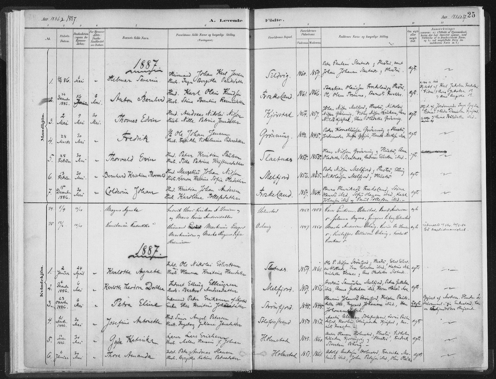 Ministerialprotokoller, klokkerbøker og fødselsregistre - Nordland, SAT/A-1459/890/L1286: Parish register (official) no. 890A01, 1882-1902, p. 25