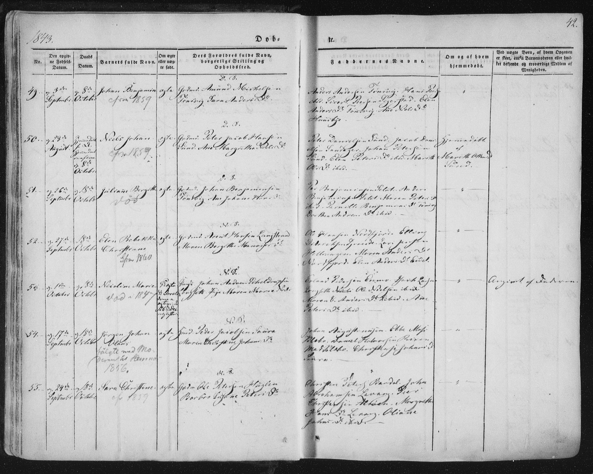 Ministerialprotokoller, klokkerbøker og fødselsregistre - Nordland, AV/SAT-A-1459/838/L0549: Parish register (official) no. 838A07, 1840-1854, p. 42