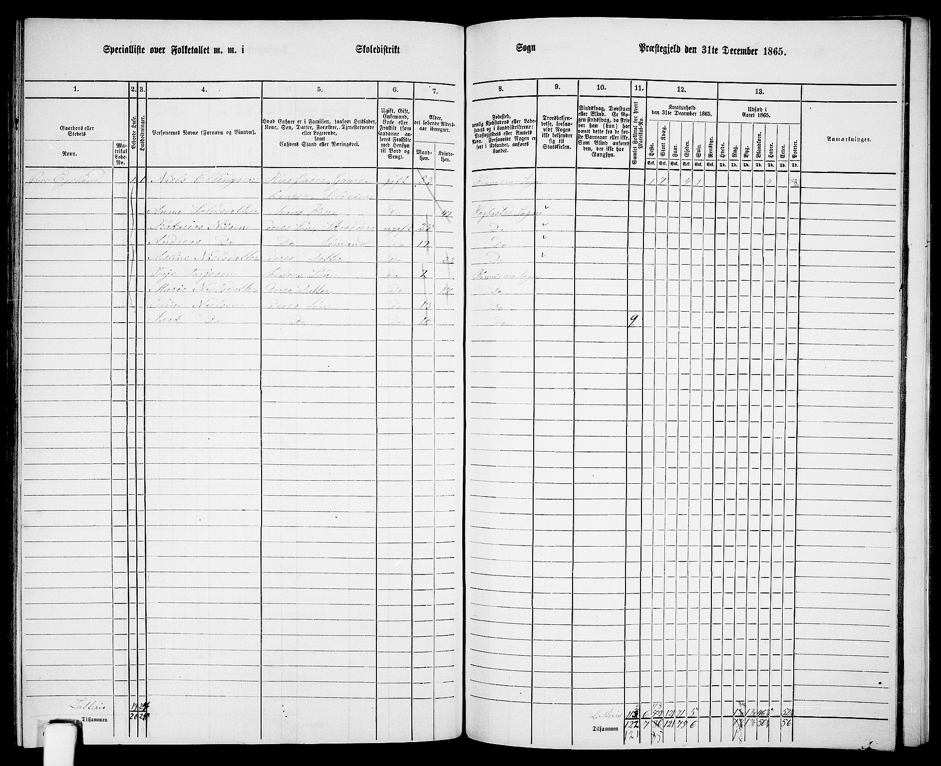 RA, 1865 census for Nord-Audnedal, 1865, p. 101