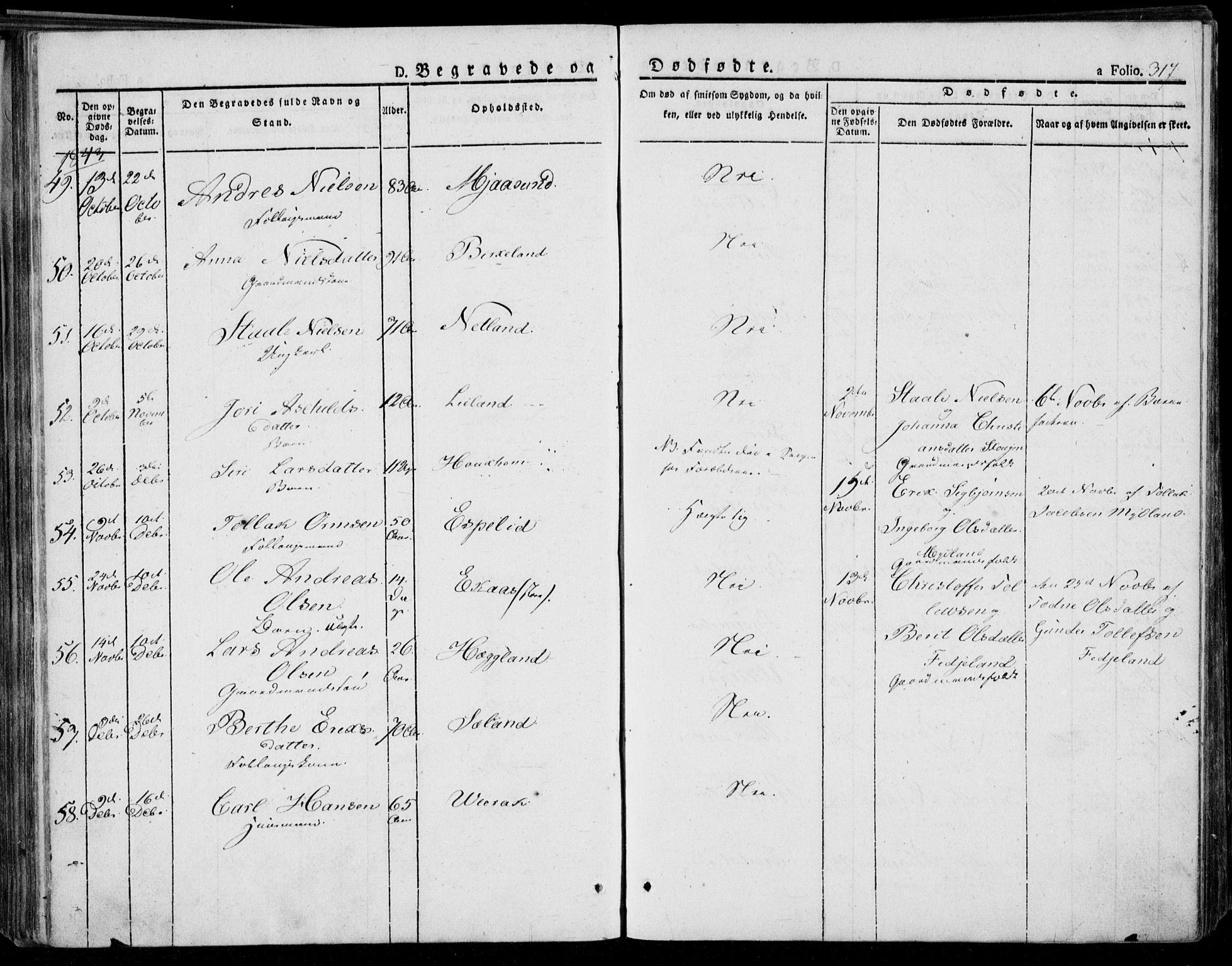 Bakke sokneprestkontor, AV/SAK-1111-0002/F/Fa/Faa/L0004: Parish register (official) no. A 4, 1834-1846, p. 317