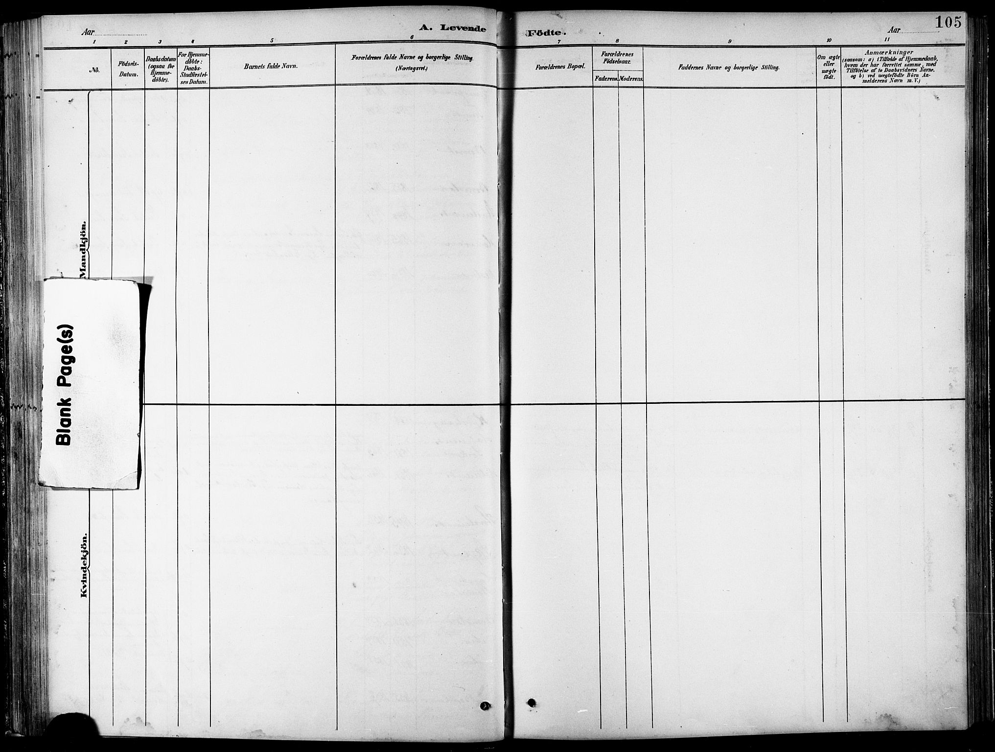 Balsfjord sokneprestembete, SATØ/S-1303/G/Ga/L0008klokker: Parish register (copy) no. 8, 1890-1906, p. 105
