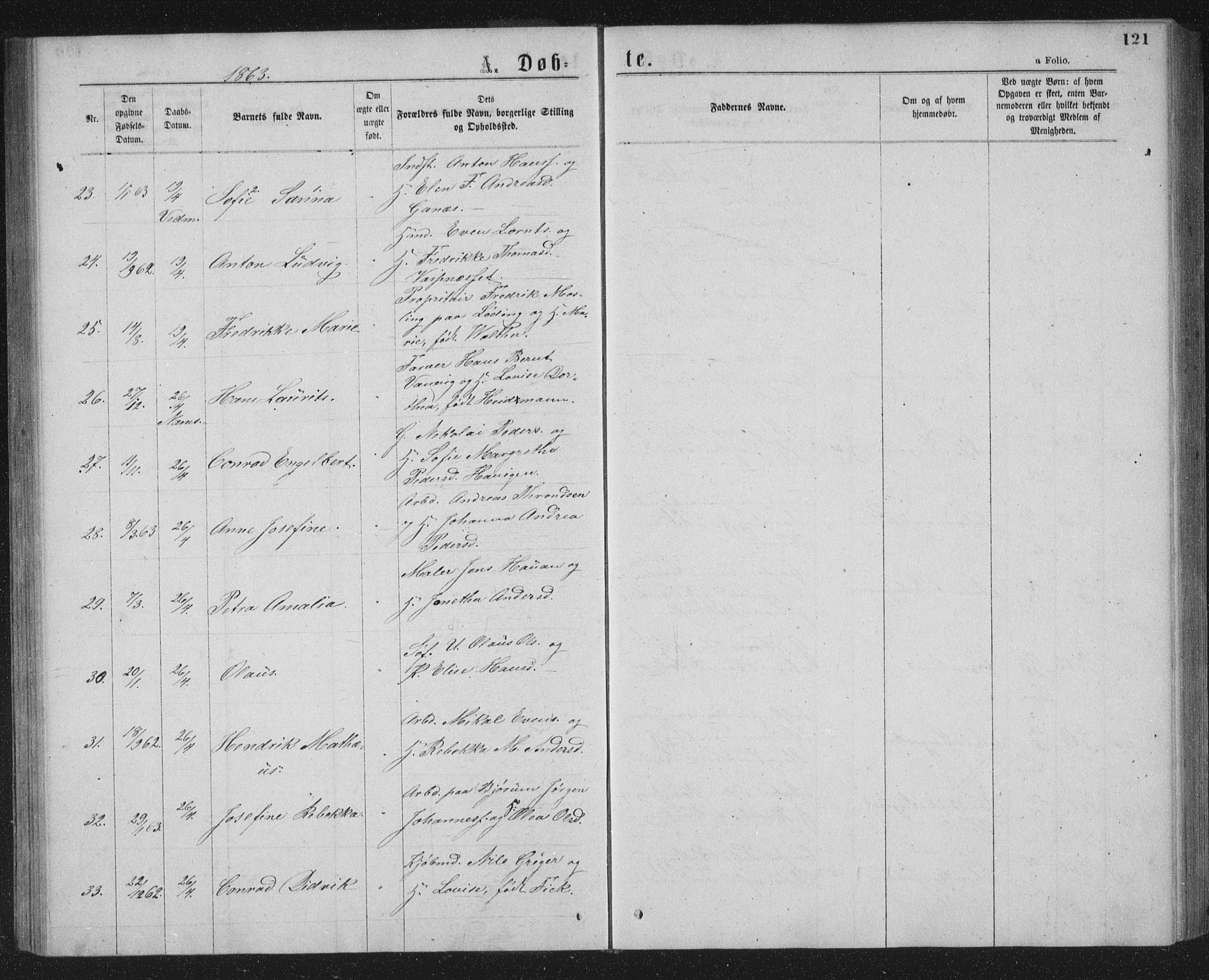 Ministerialprotokoller, klokkerbøker og fødselsregistre - Nord-Trøndelag, AV/SAT-A-1458/768/L0566: Parish register (official) no. 768A01, 1836-1865, p. 121