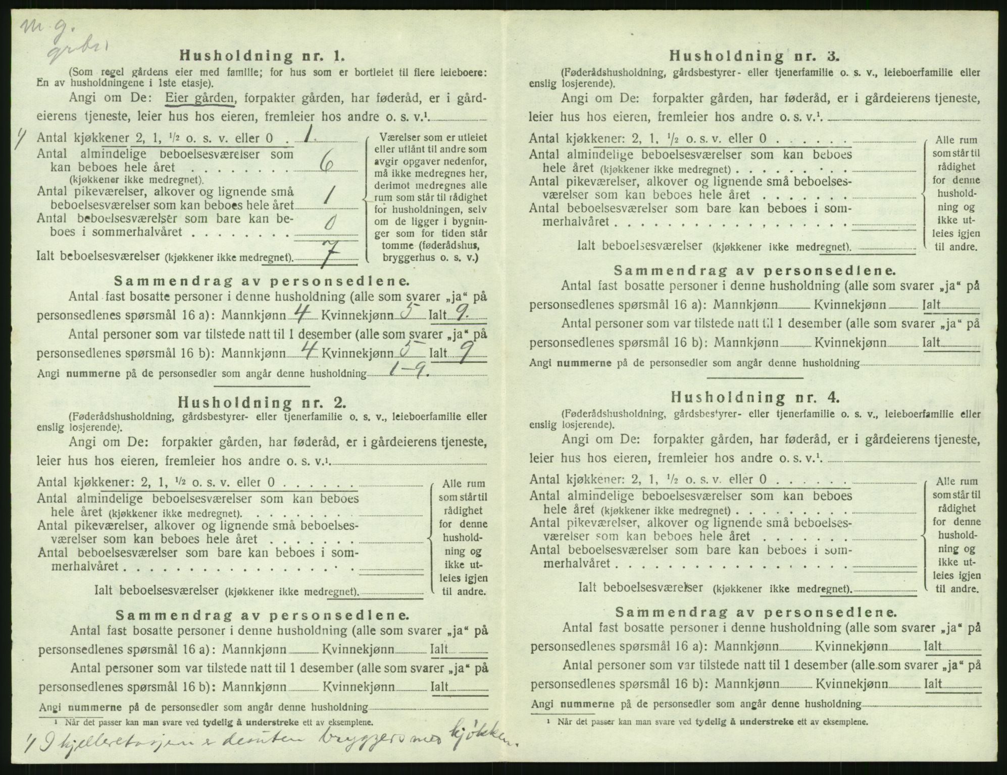 SAK, 1920 census for Austre Moland, 1920, p. 234