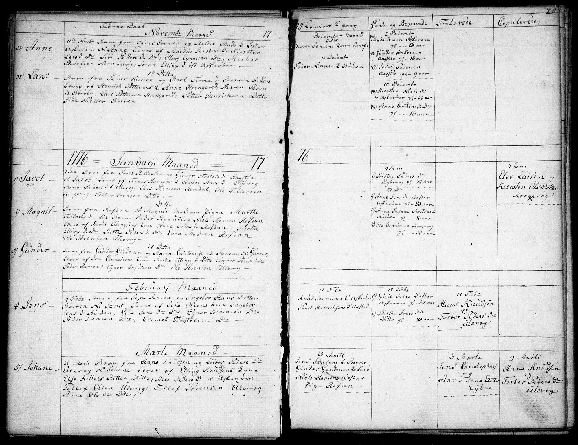 Dypvåg sokneprestkontor, SAK/1111-0007/F/Fb/Fba/L0007: Parish register (copy) no. B 7, 1762-1810, p. 20