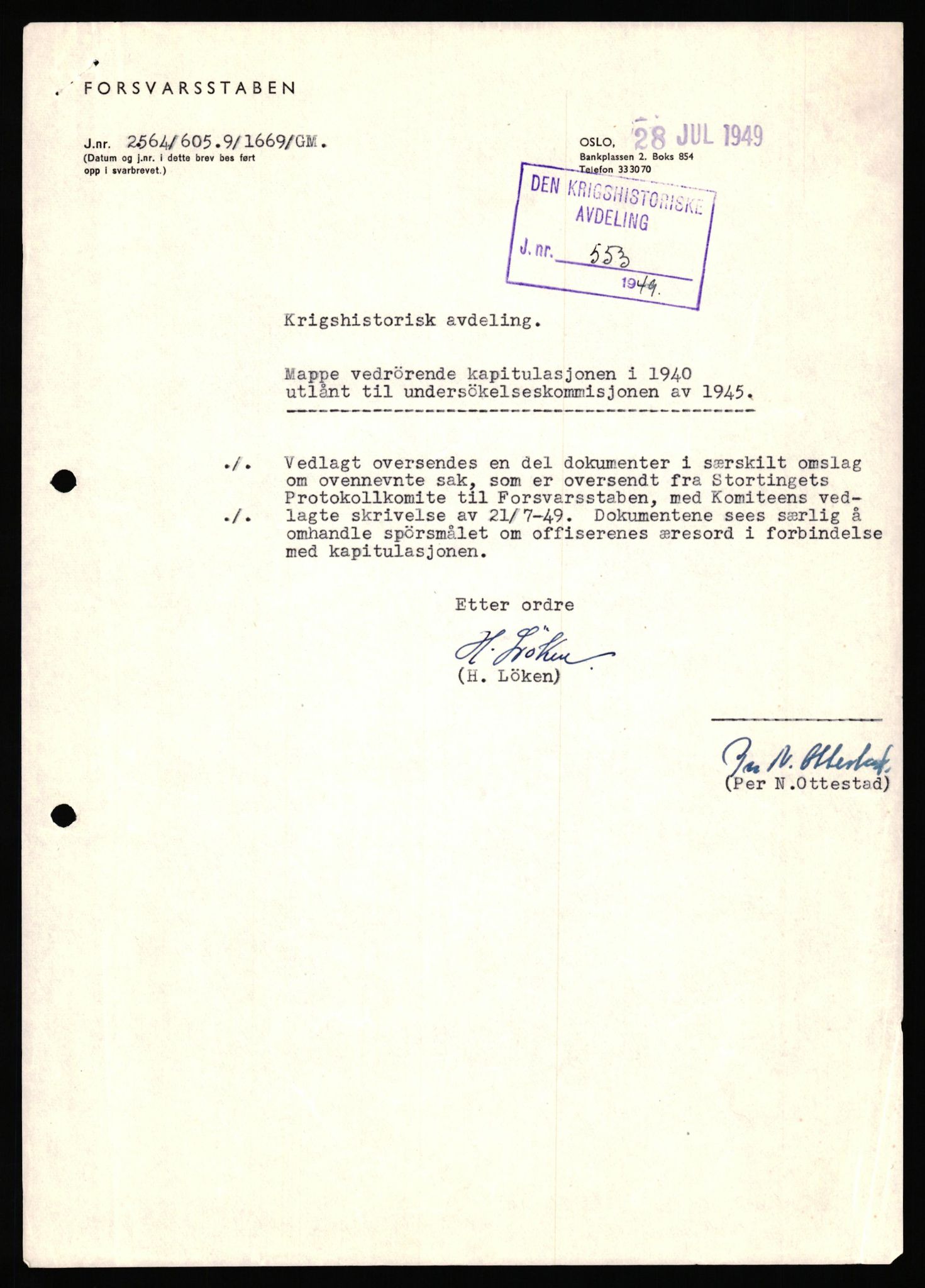 Forsvaret, Forsvarets krigshistoriske avdeling, AV/RA-RAFA-2017/Y/Yf/L0198: II-C-11-2100  -  Kapitulasjonen i 1940, 1940, p. 12