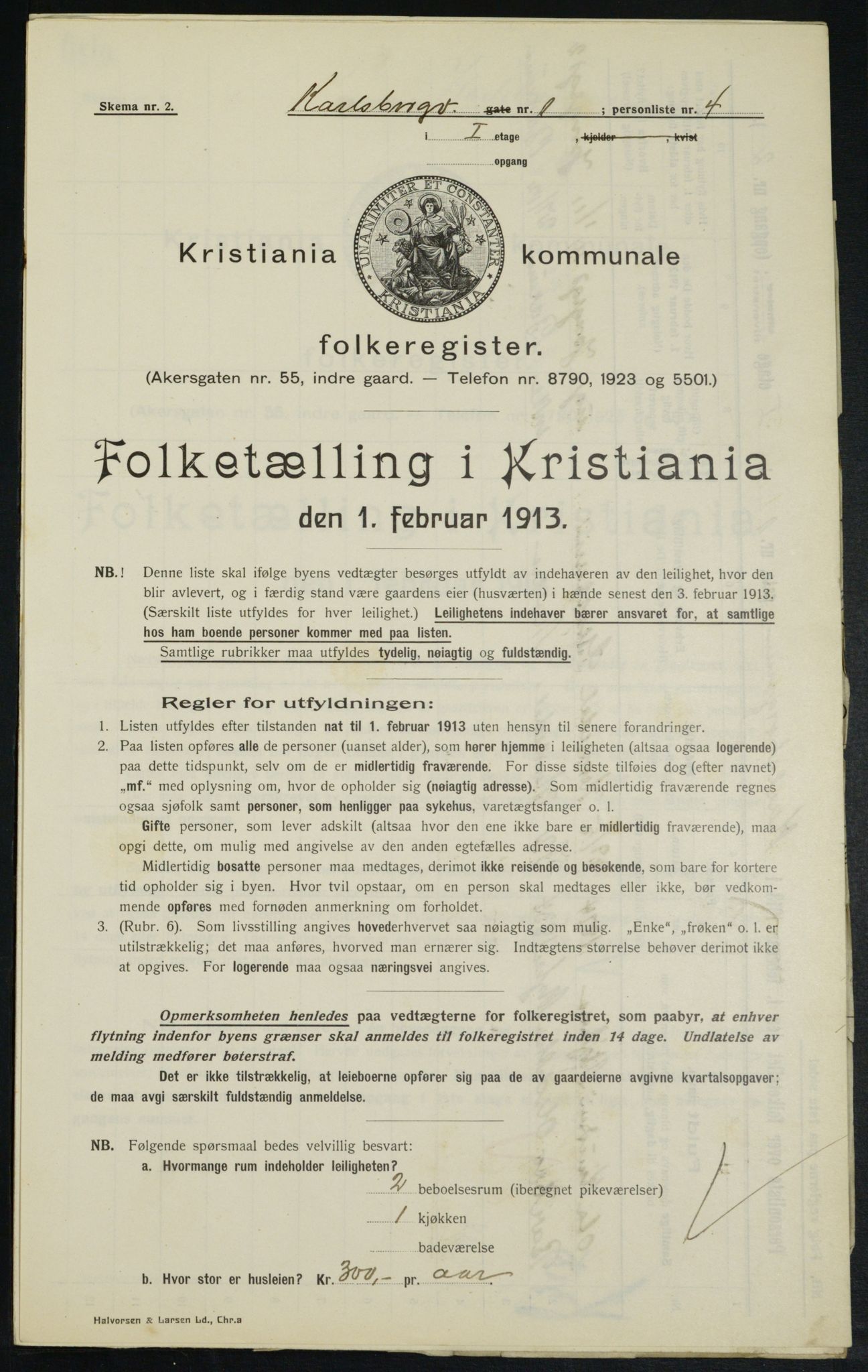 OBA, Municipal Census 1913 for Kristiania, 1913, p. 48685