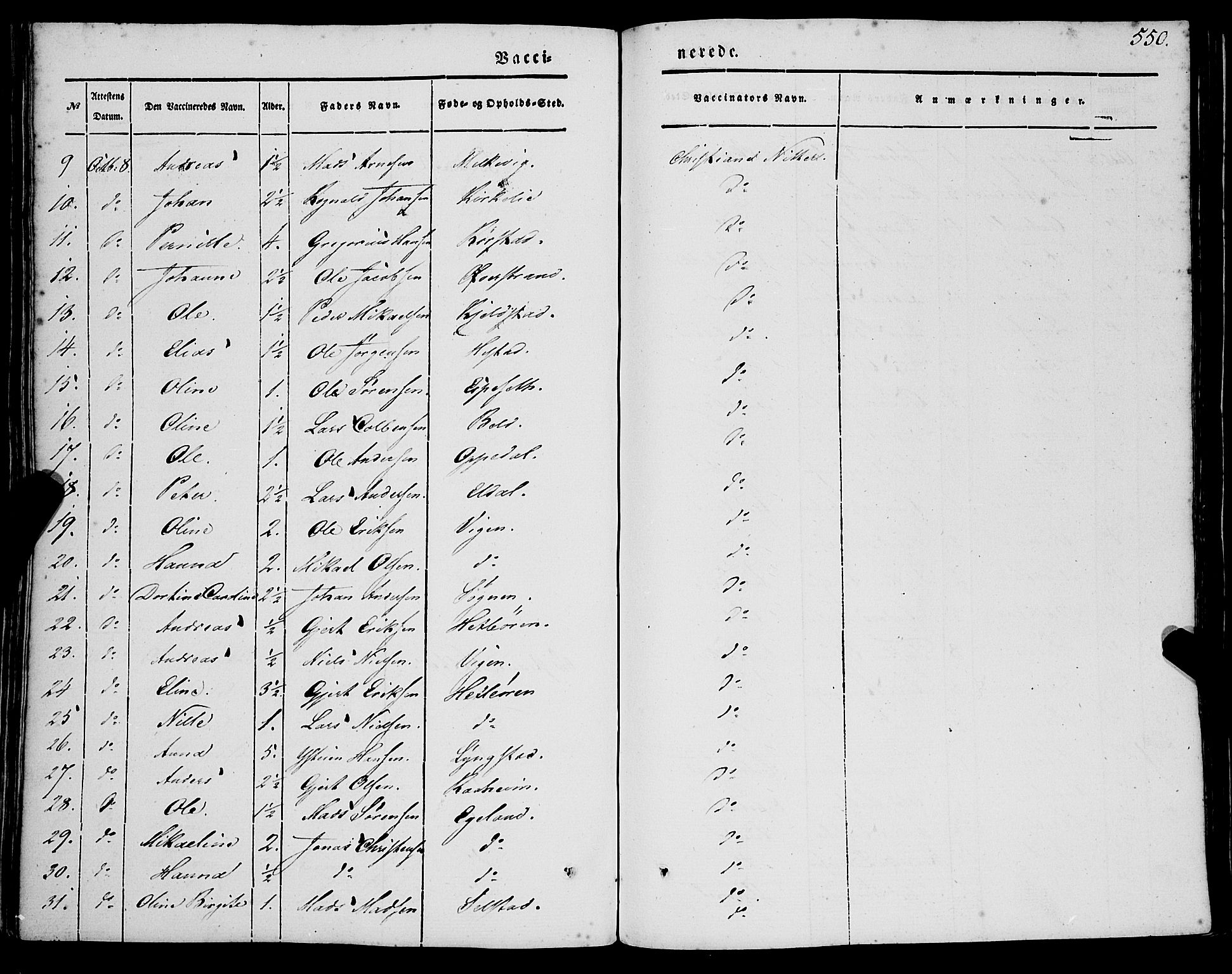 Gaular sokneprestembete, AV/SAB-A-80001/H/Haa: Parish register (official) no. A 4II, 1841-1859, p. 550