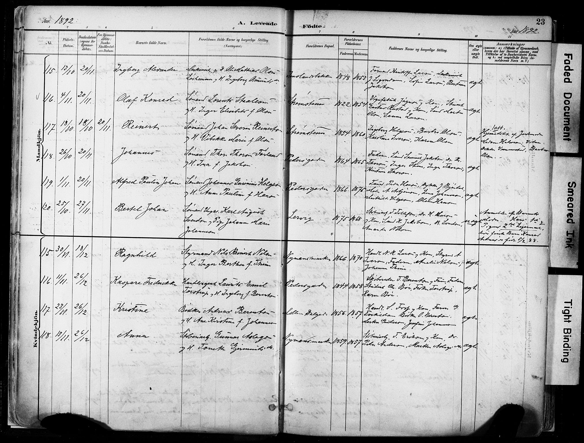 St. Johannes sokneprestkontor, AV/SAST-A-101814/001/30/30BA/L0004: Parish register (official) no. A 4, 1891-1899, p. 23