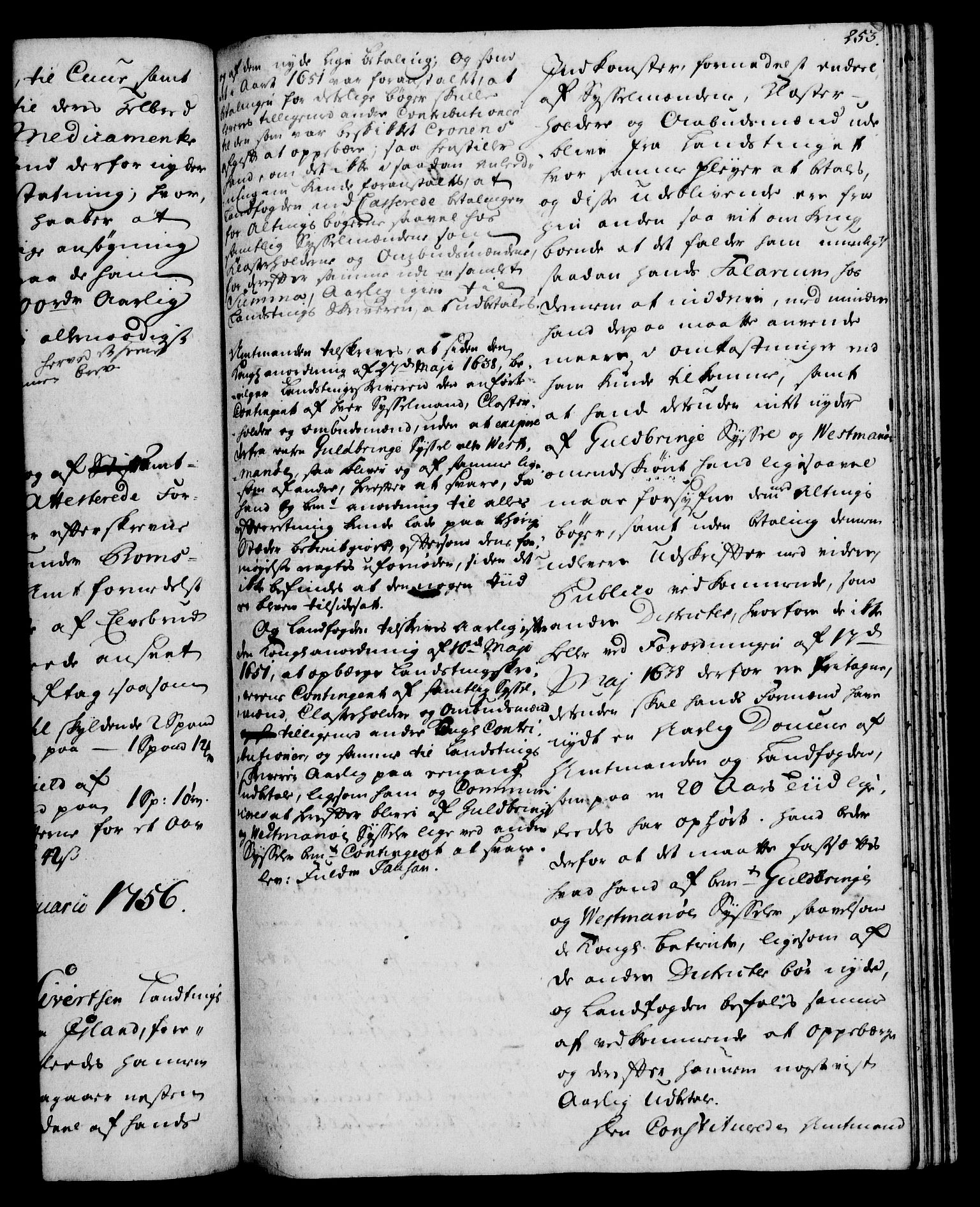 Rentekammeret, Kammerkanselliet, AV/RA-EA-3111/G/Gh/Gha/L0033: Norsk ekstraktmemorialprotokoll (merket RK 53.78), 1755-1756, p. 253