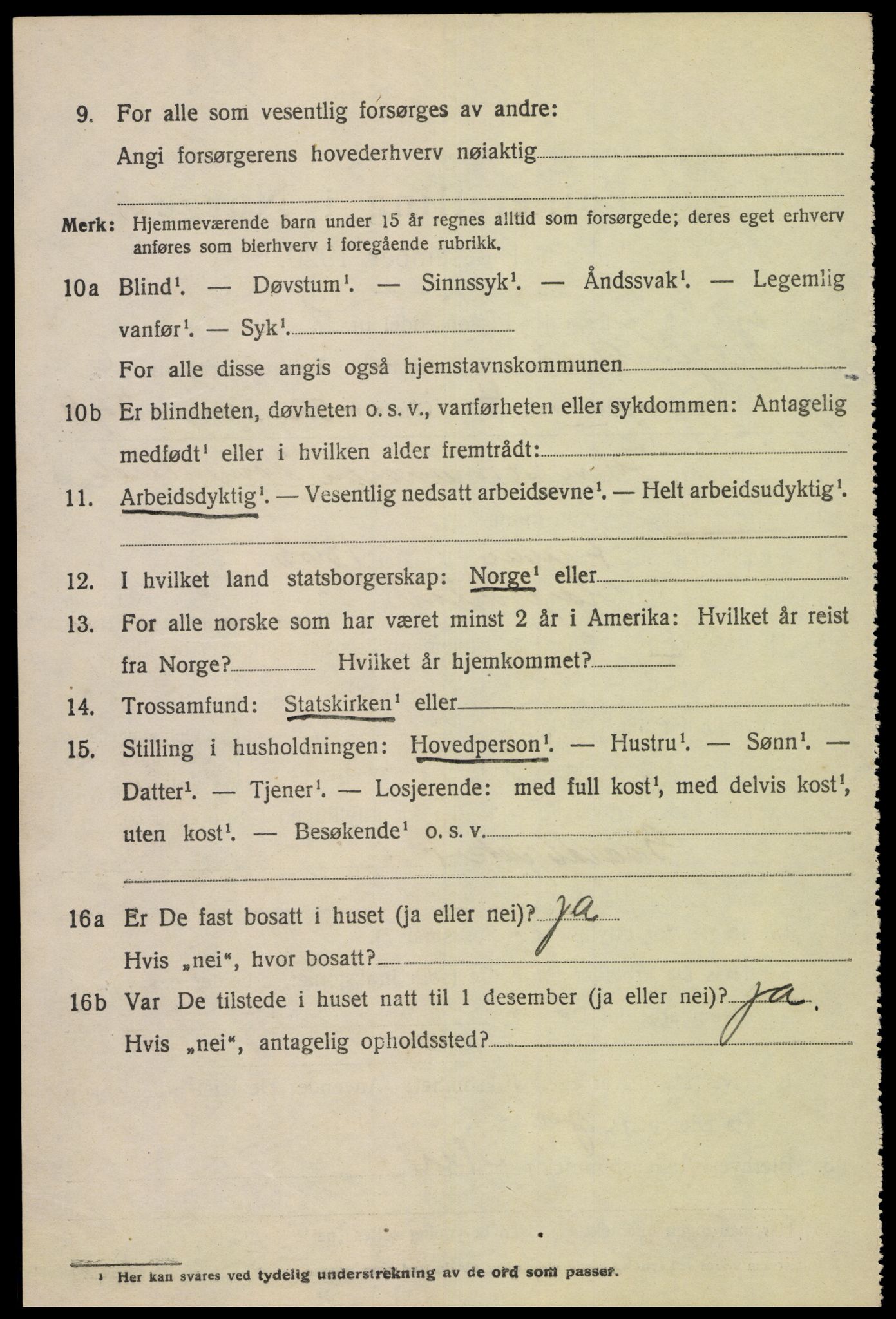 SAK, 1920 census for Hægebostad, 1920, p. 2016
