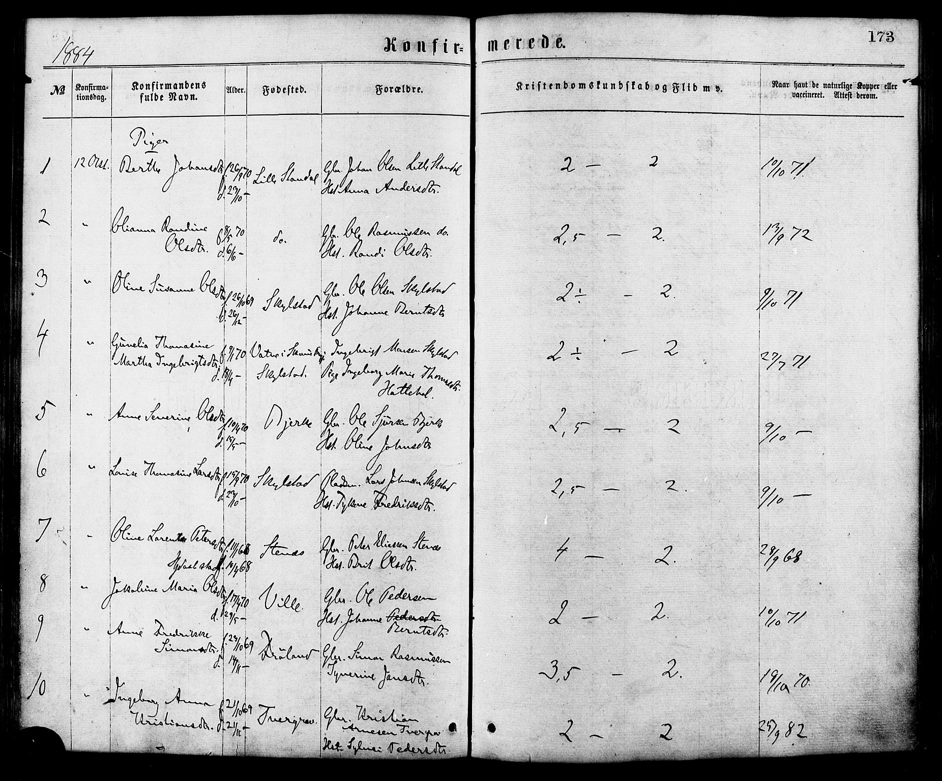 Ministerialprotokoller, klokkerbøker og fødselsregistre - Møre og Romsdal, SAT/A-1454/515/L0210: Parish register (official) no. 515A06, 1868-1885, p. 173