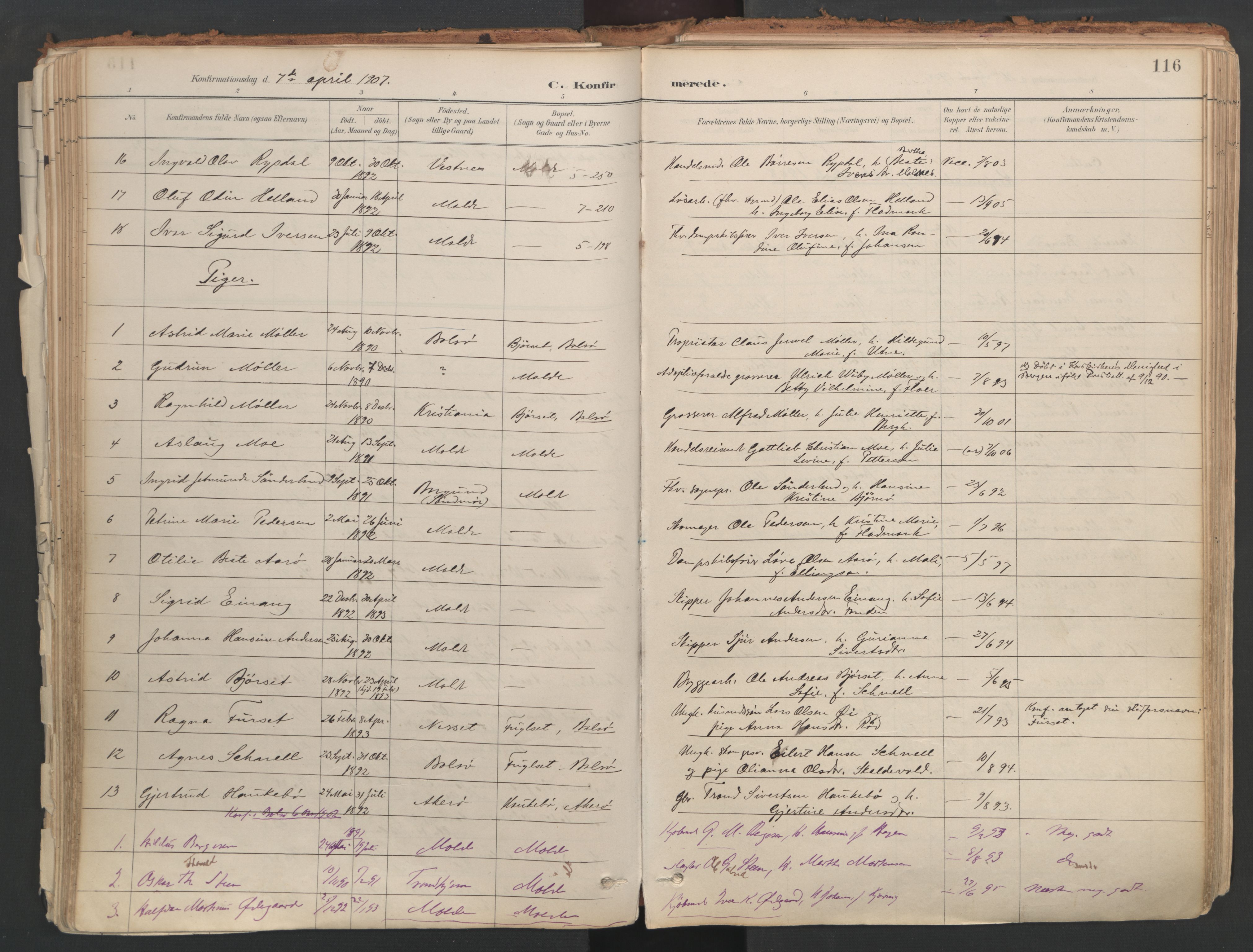 Ministerialprotokoller, klokkerbøker og fødselsregistre - Møre og Romsdal, AV/SAT-A-1454/558/L0692: Parish register (official) no. 558A06, 1887-1971, p. 116