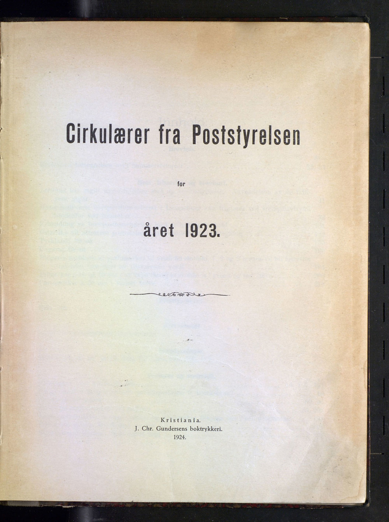 Norges Postmuseums bibliotek, NOPO/-/-/-: Sirkulærer fra Poststyrelsen, 1923