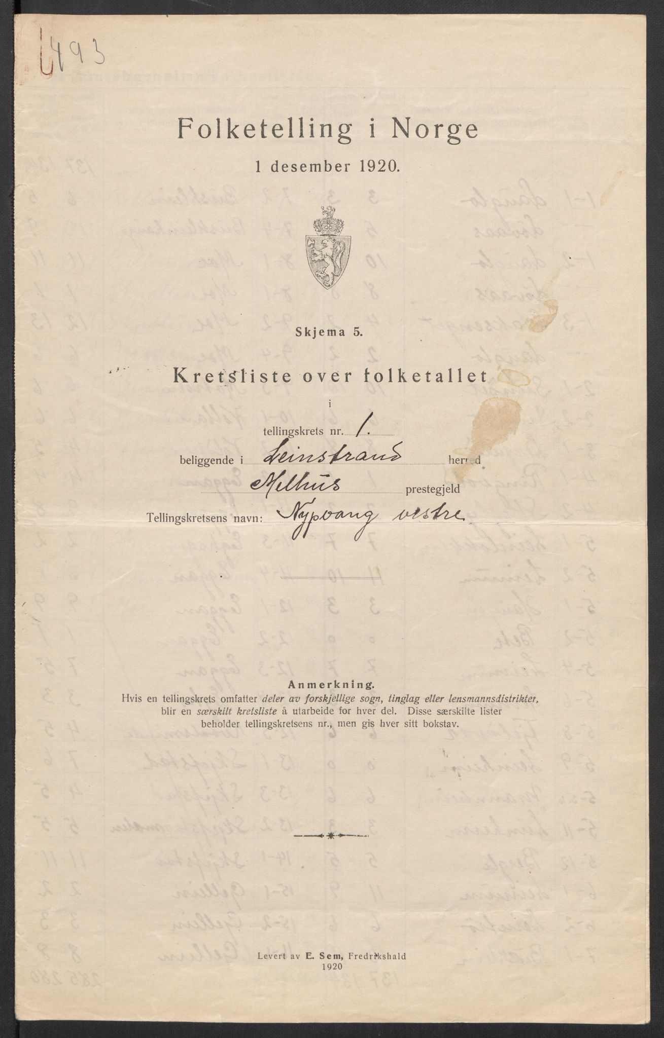 SAT, 1920 census for Leinstrand, 1920, p. 8