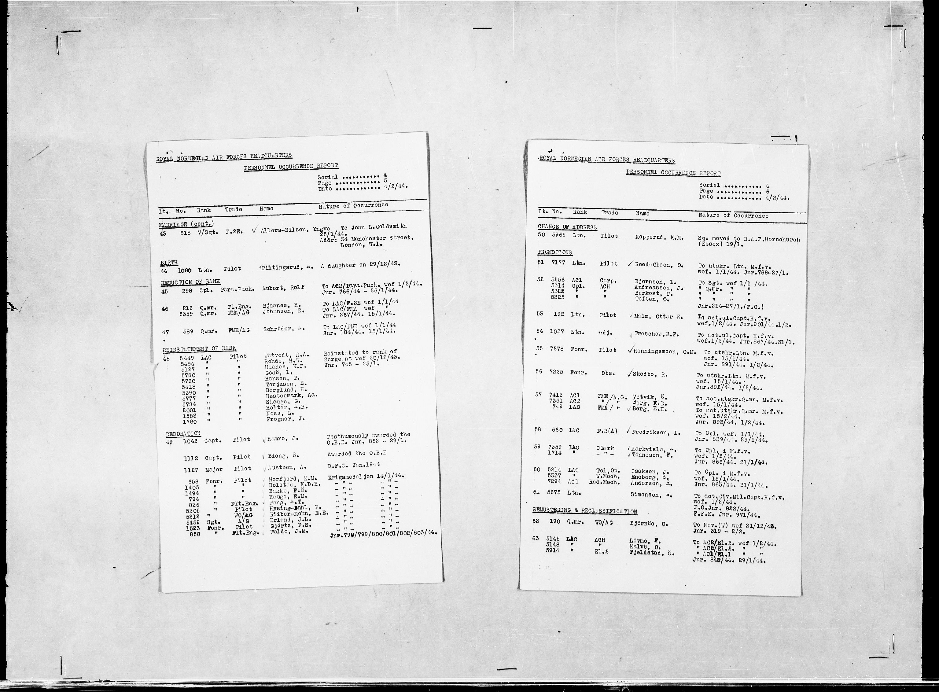 Forsvaret, Flyvåpnenes treningsleir 1940-1945, AV/RA-RAFA-3974/V/L0038: Ekspedisjonskontoret. 8. Personellkontoret, 1940-1945