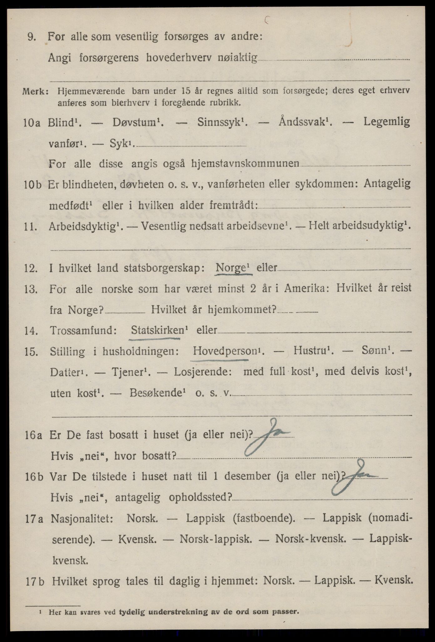 SAT, 1920 census for Selbu, 1920, p. 9439